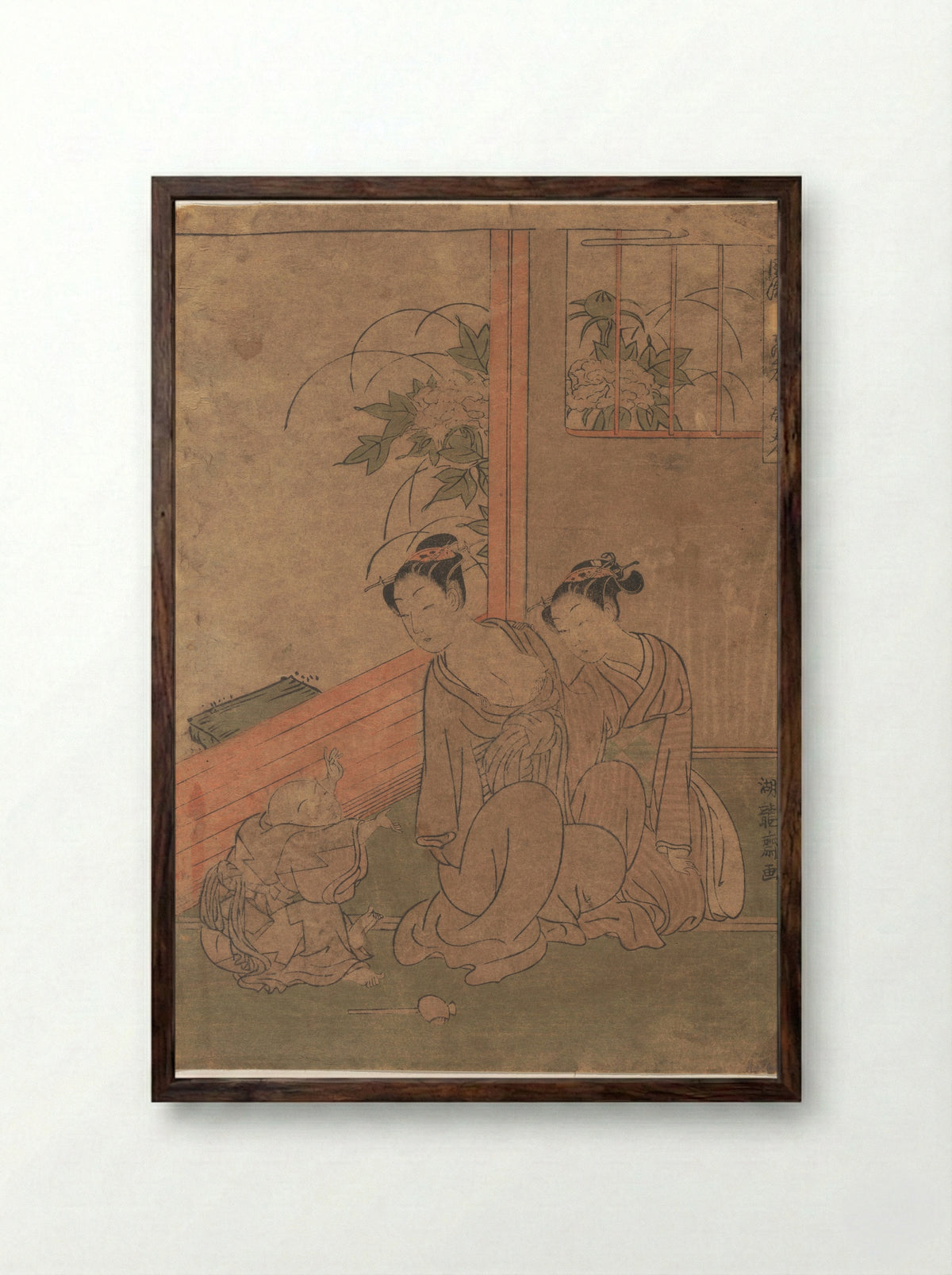 Mrs. Tō - Isoda Koryūsai - Framed Print Dark Wood