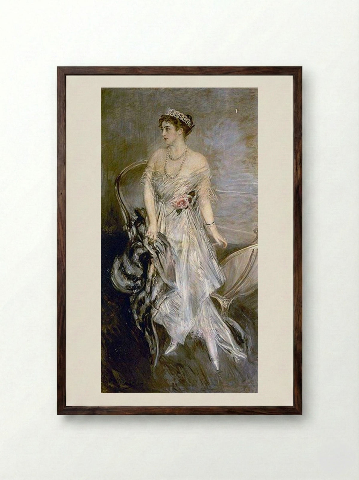 Mrs. Leeds, the later Princess Anastasia of Greece (and Denmark) - Giovanni Boldini - Framed Print Dark Wood