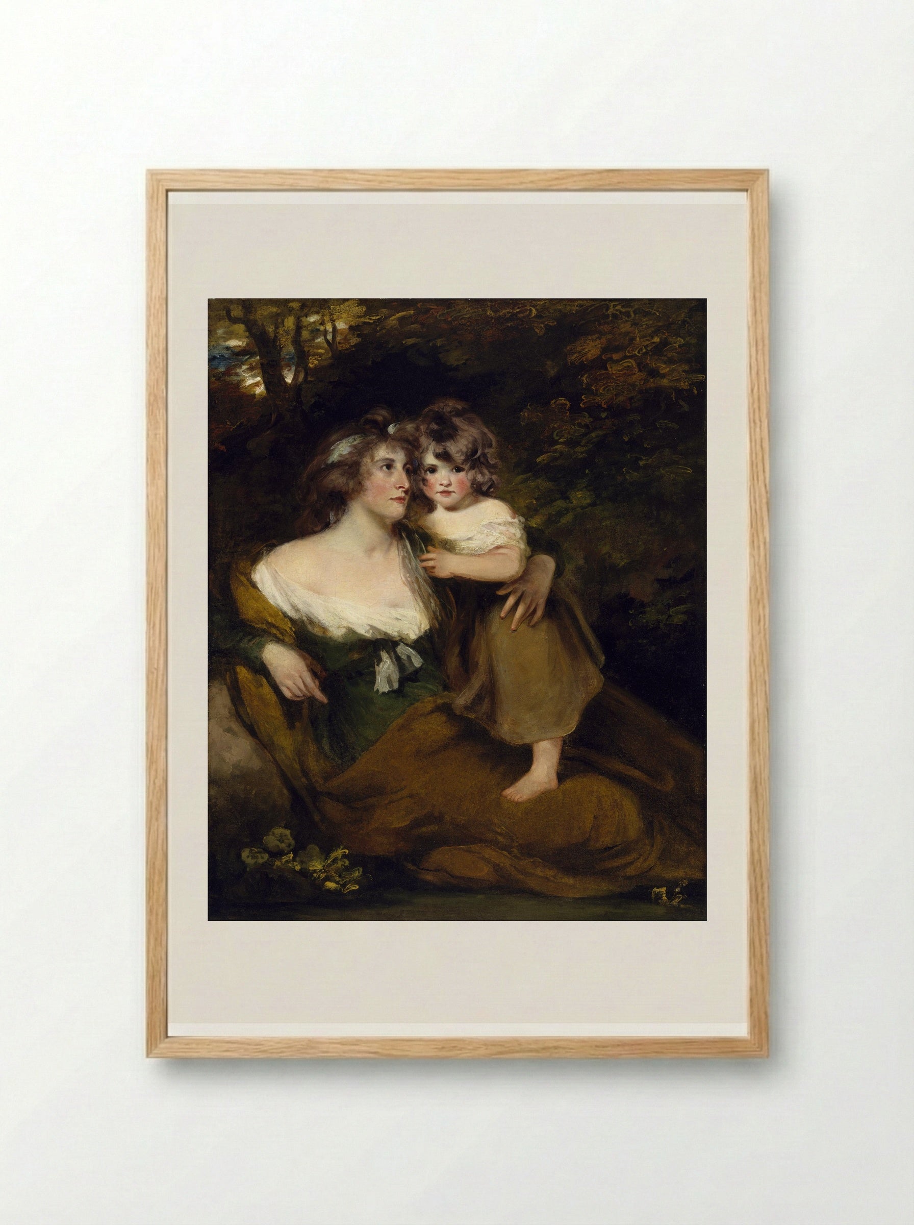 Mrs. Richard Brinsley Sheridan and Her Son - John Hoppner - Framed Print Wood