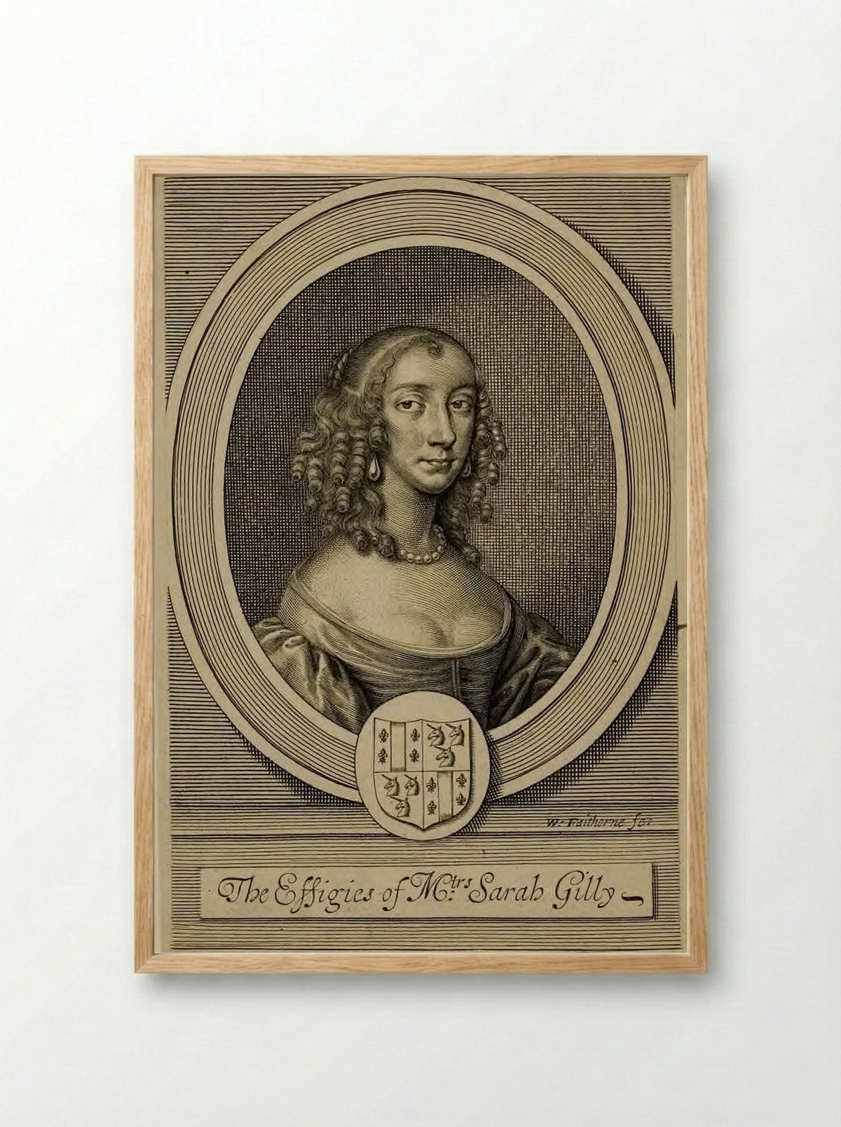 Mrs. Sarah Gilly - William Faithorne the Elder - Framed Print Wood