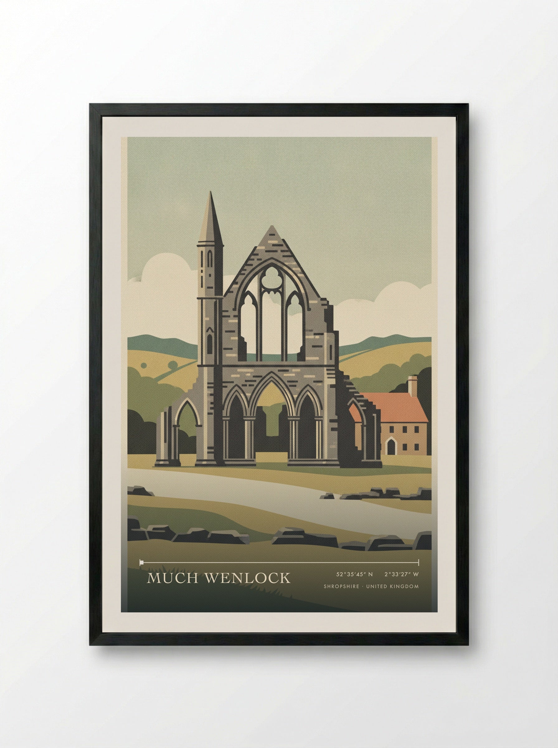 Much Wenlock Shropshire United Kingdom Travel Poster - Framed Print Black