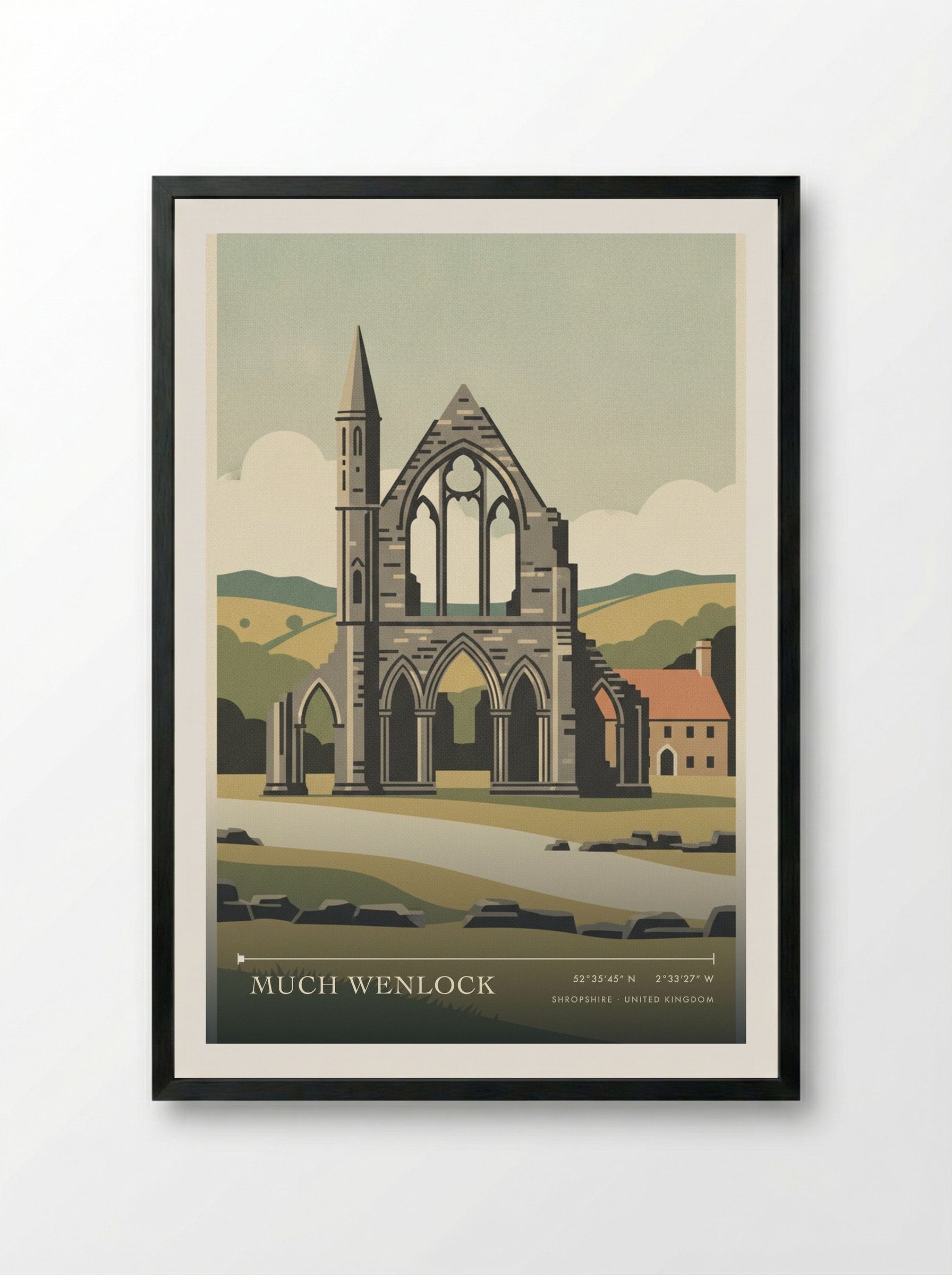 Much Wenlock Shropshire United Kingdom Travel Poster - Framed Print Black