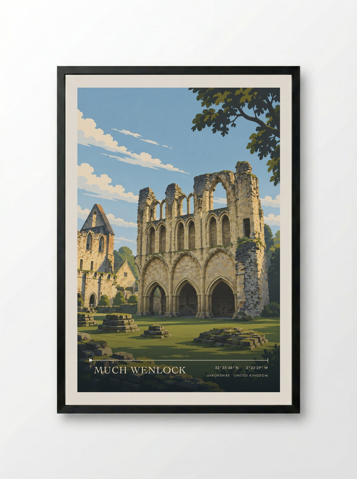 Much Wenlock, Shropshire | Travel Poster - Framed Print Black