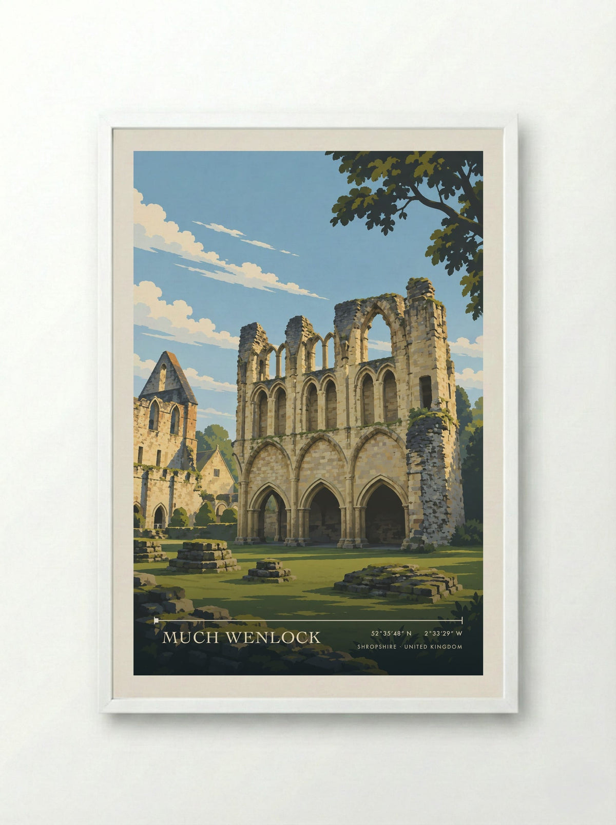 Much Wenlock, Shropshire | Travel Poster - Framed Print White