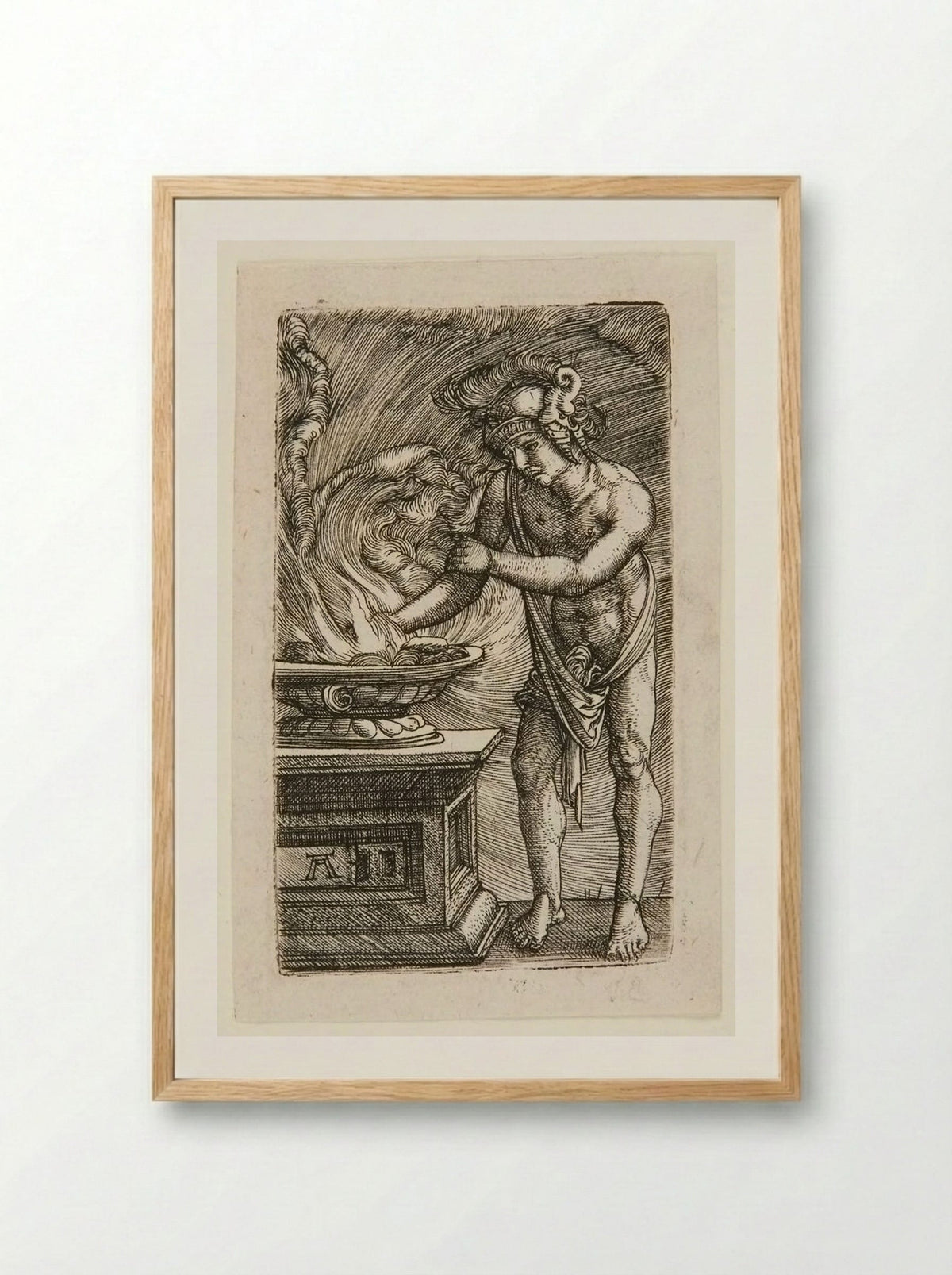 Mucius Scaevola Burning His Hand - Albrecht Altdorfer - Framed Print Wood