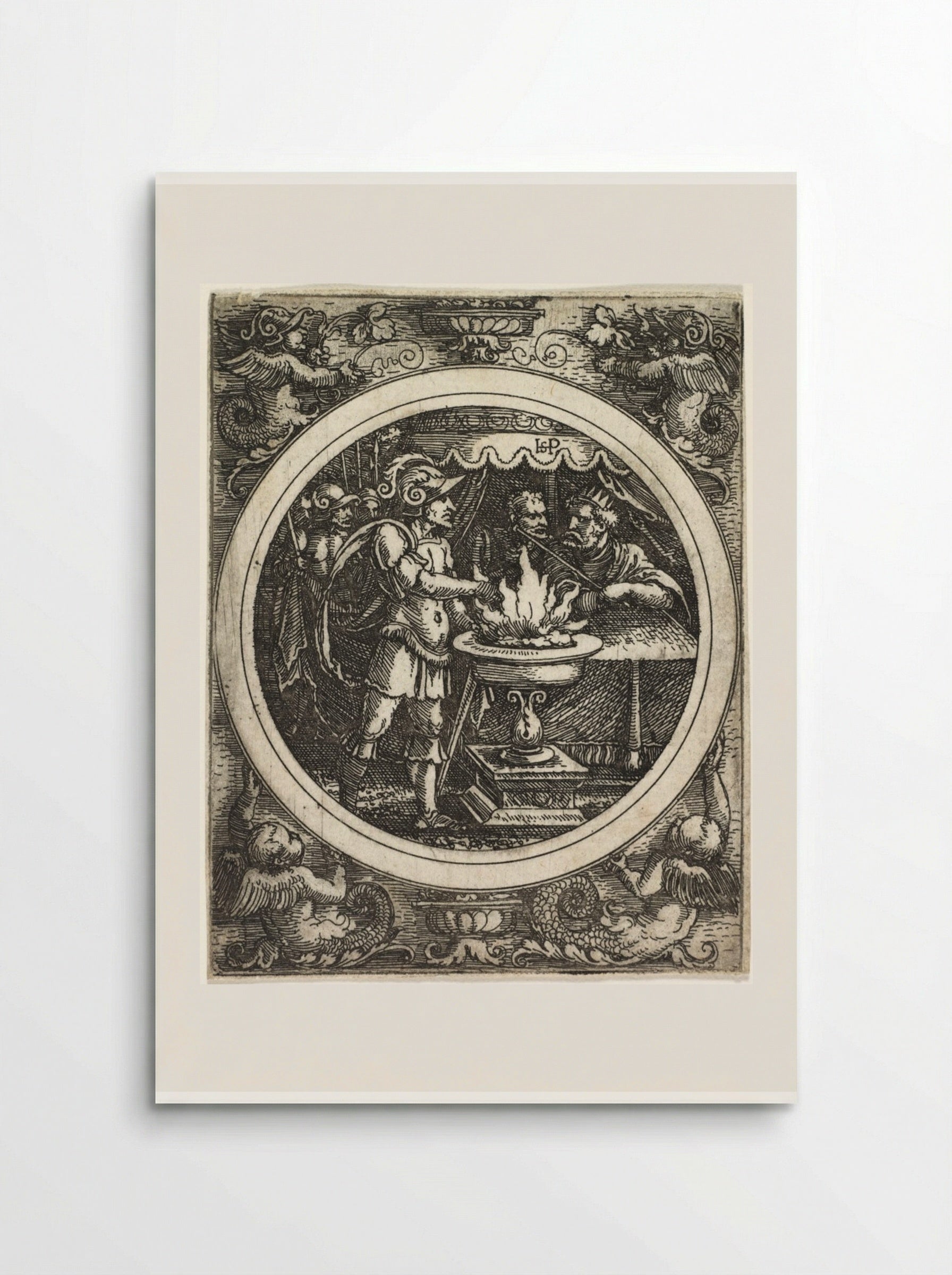 Mucius Scaevola Holding His Hand in the Fire - Hans Sebald Beham - Poster