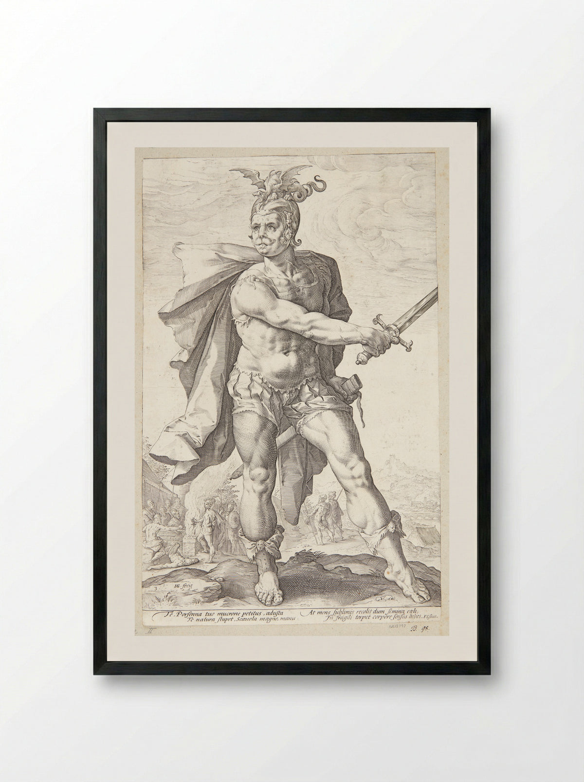 Mucius Scaevola - Hendrick Goltzius - Framed Print Black