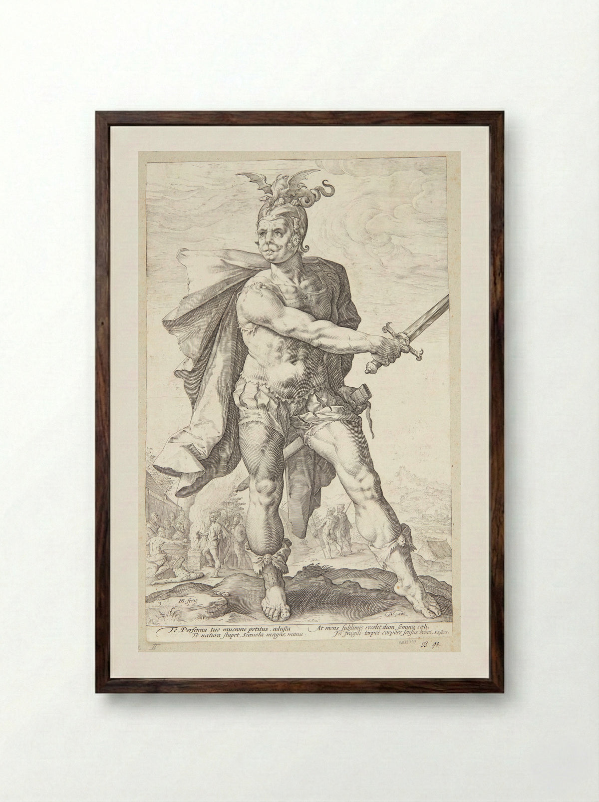 Mucius Scaevola - Hendrick Goltzius - Framed Print Dark Wood