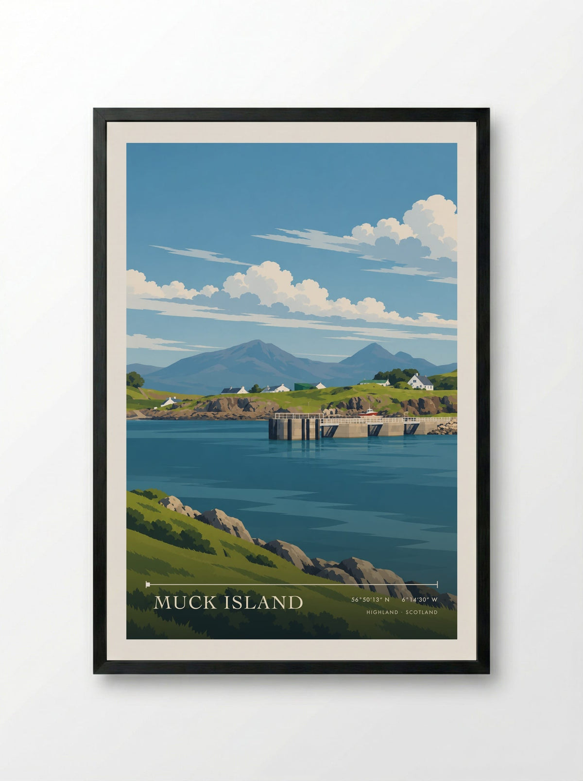 Muck Island, Highland | Travel Poster - Framed Print Black