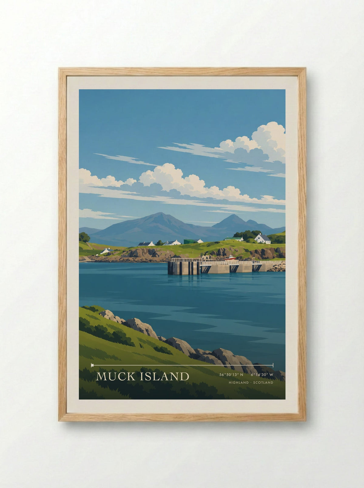 Muck Island, Highland | Travel Poster - Framed Print Wood