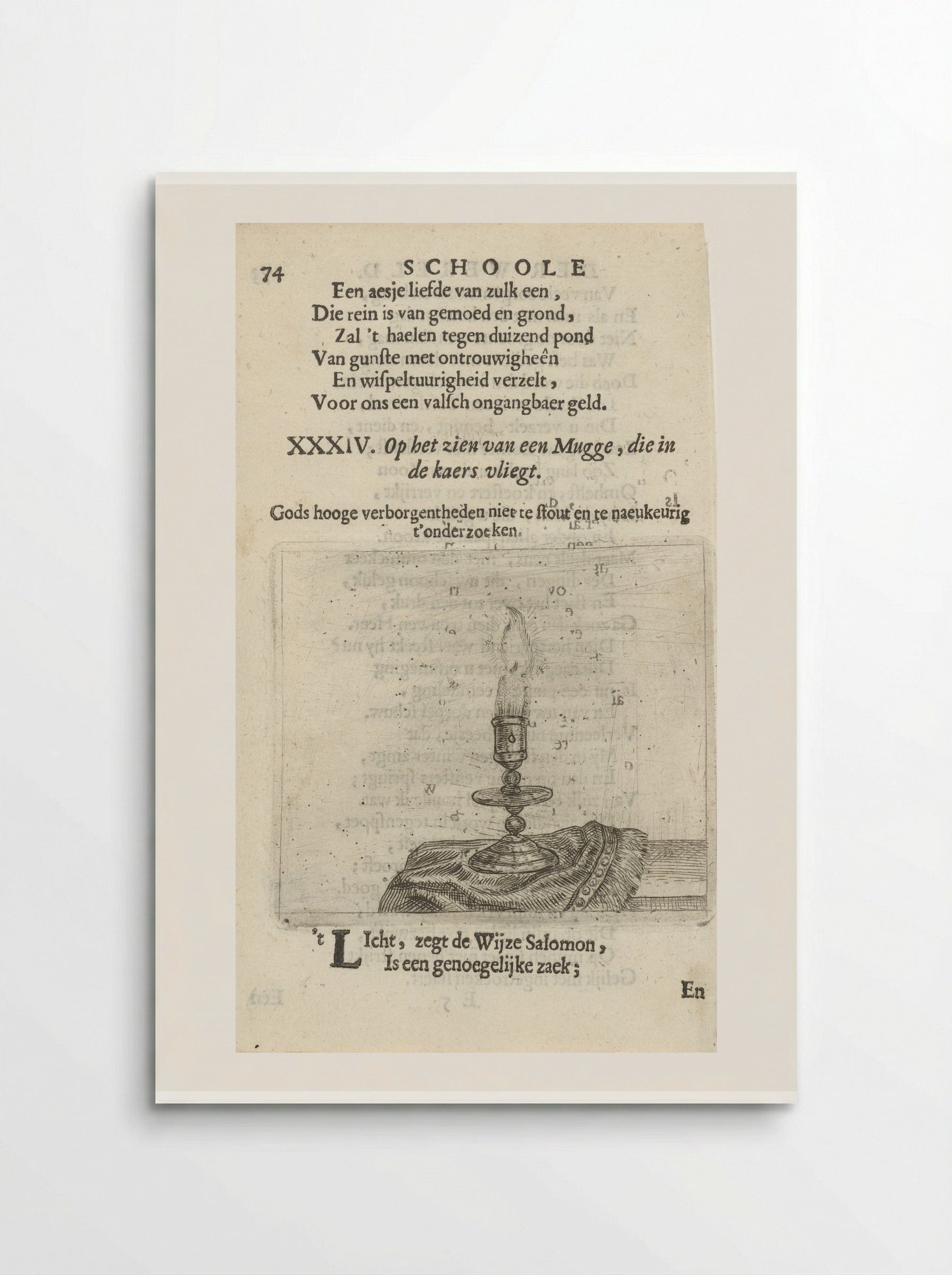 Muggen rond een kaars - Arnold Houbraken - Poster