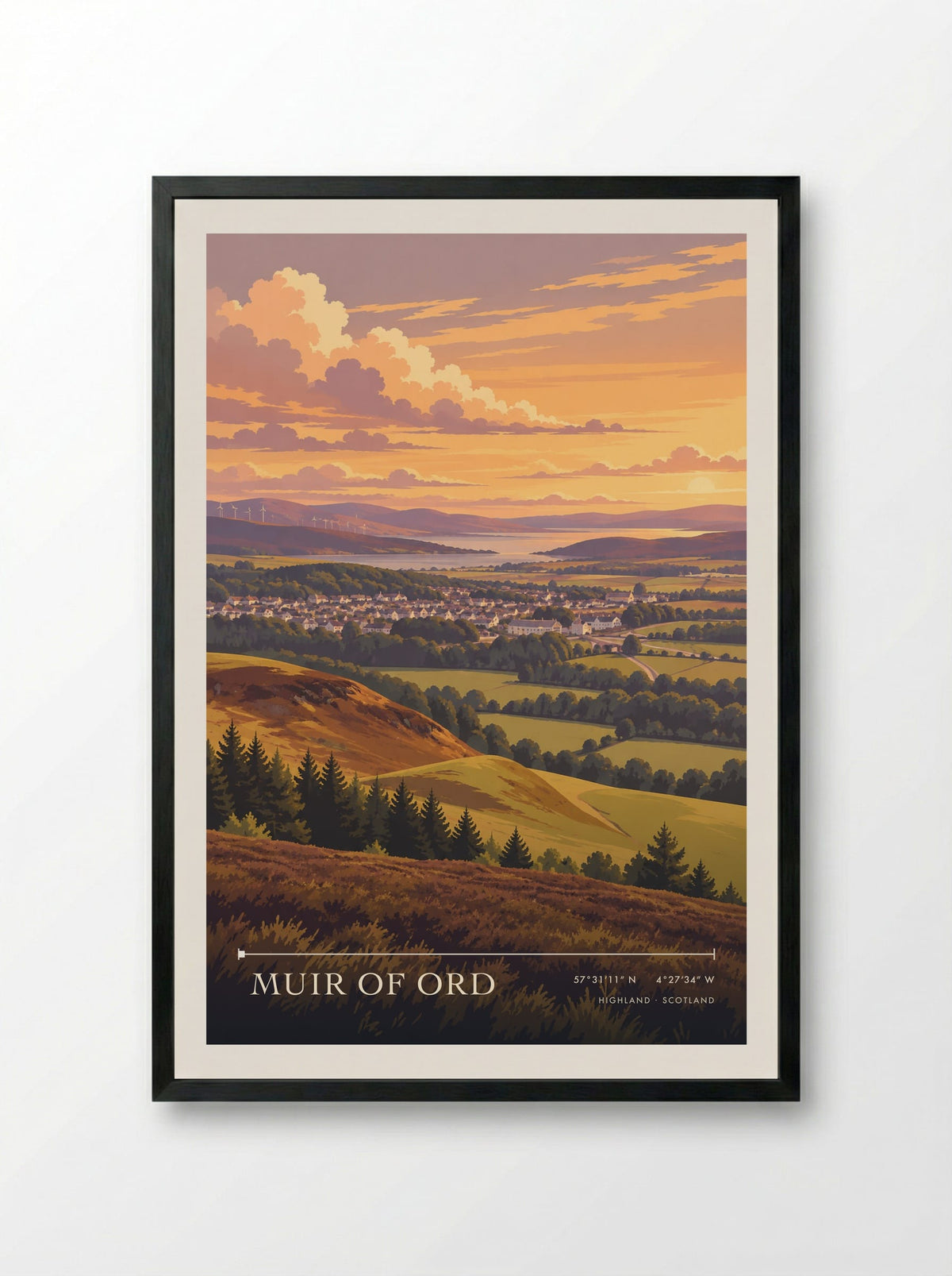 Muir of Ord, Highland | Travel Poster - Framed Print Black