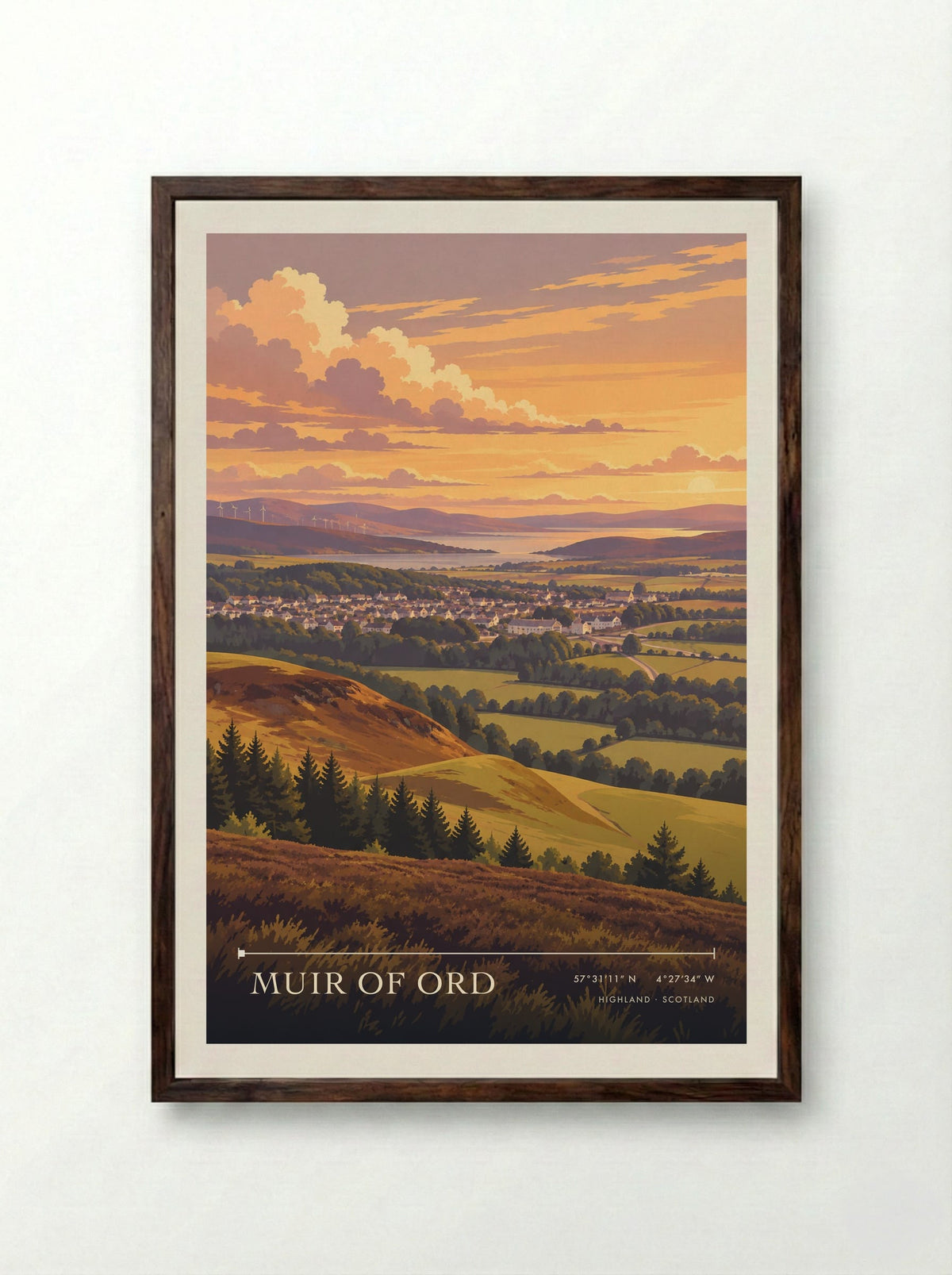 Muir of Ord, Highland | Travel Poster - Framed Print Dark Wood
