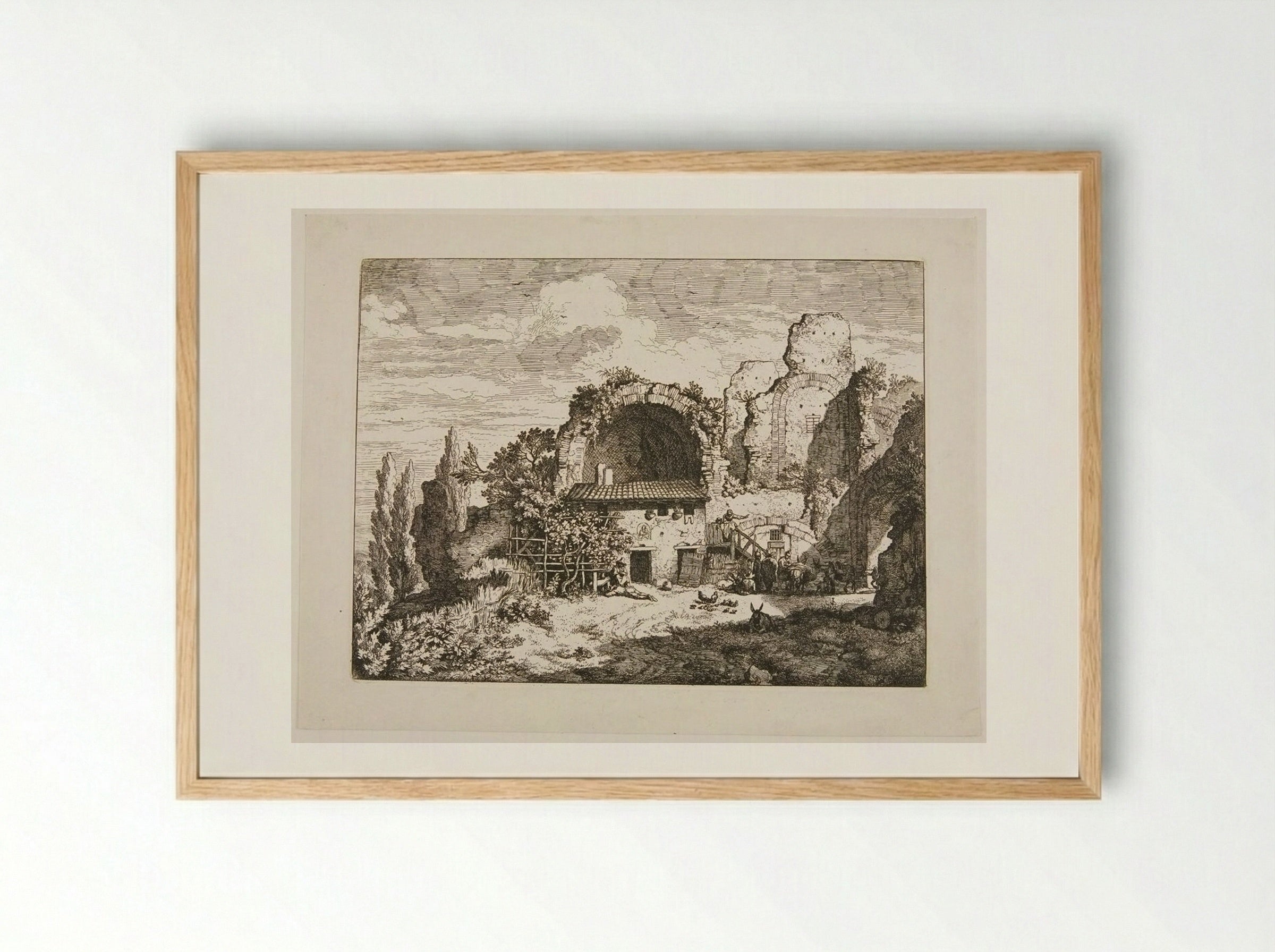 Mule-drivers' inn - Christian Wilhelm Ernst Dietrich - Framed Print Wood
