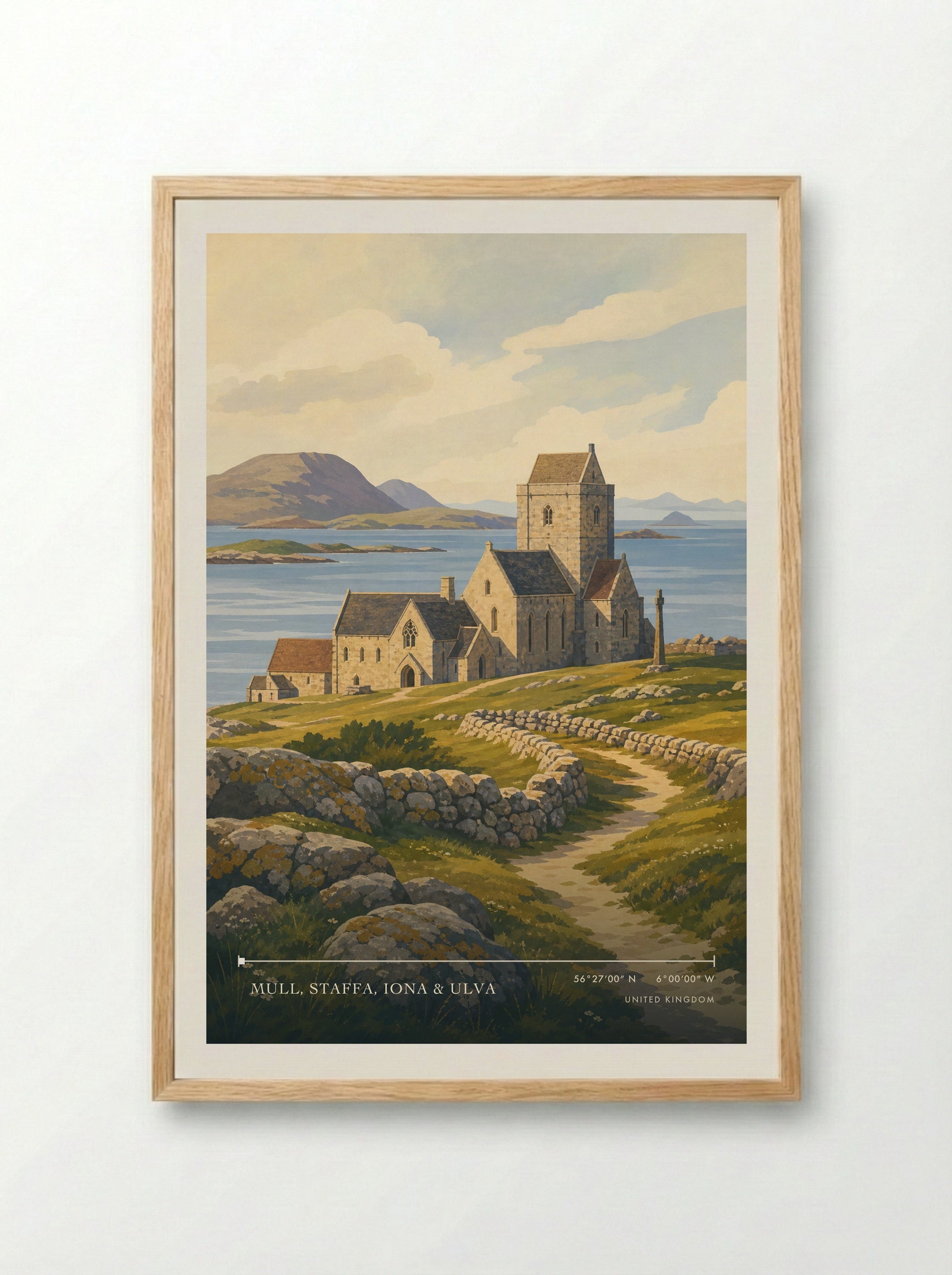 Mull, Staffa, Iona & Ulva United Kingdom Travel Poster - Framed Print Wood