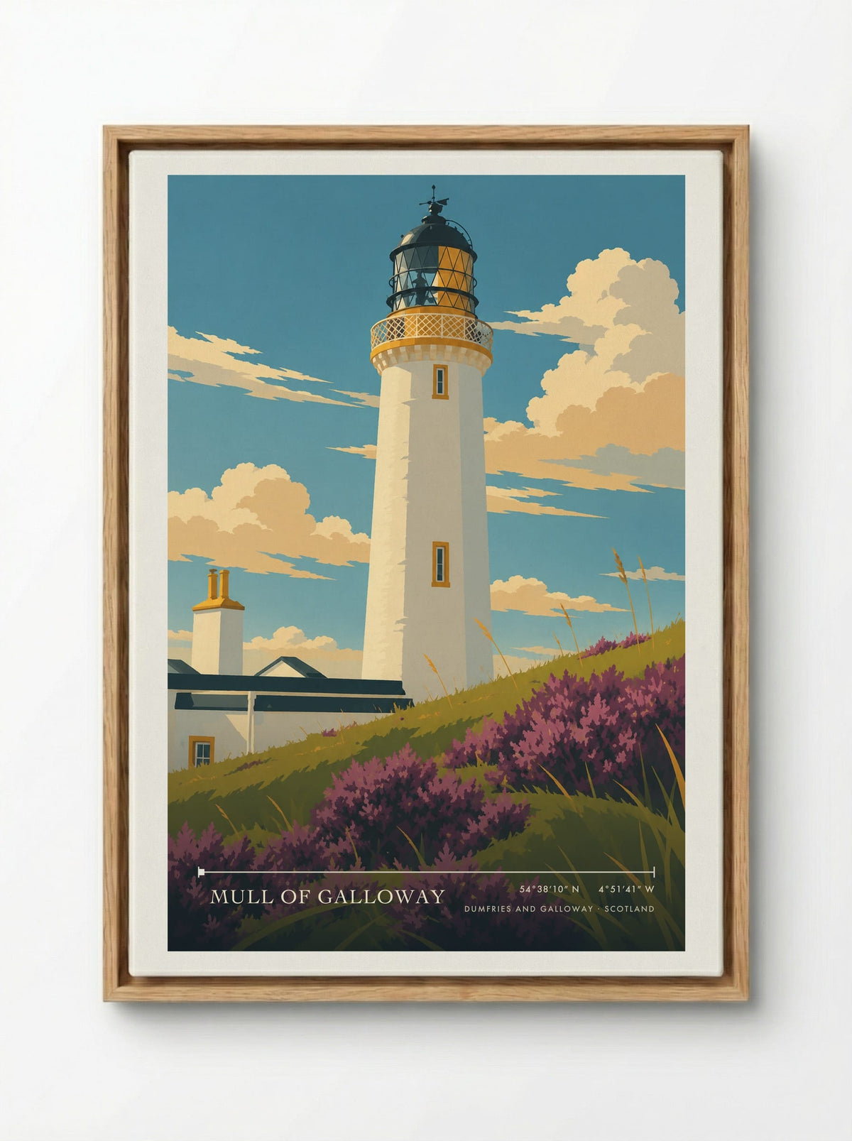 Mull of Galloway, Dumfries and Galloway | Travel Poster - Framed Canvas Wood