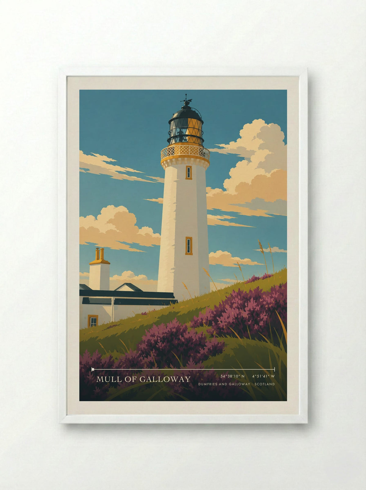 Mull of Galloway, Dumfries and Galloway | Travel Poster - Framed Print White
