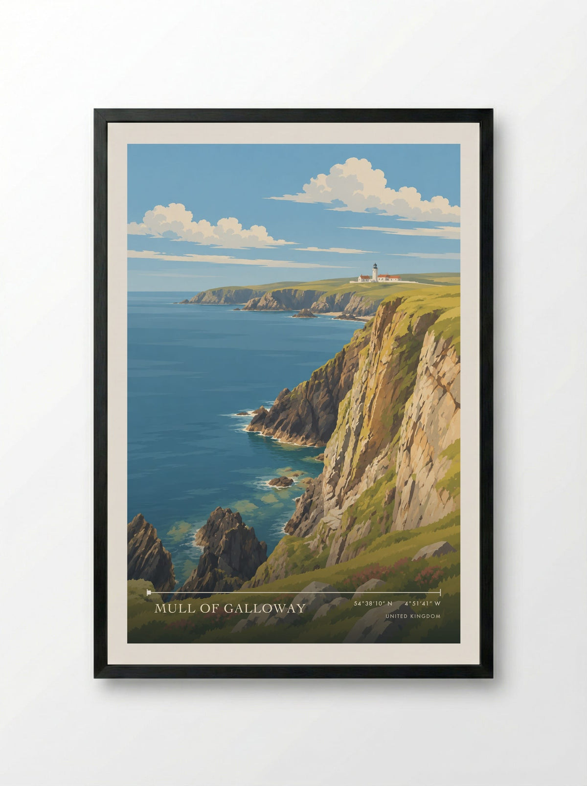 Mull of Galloway | Travel Poster - Framed Print Black