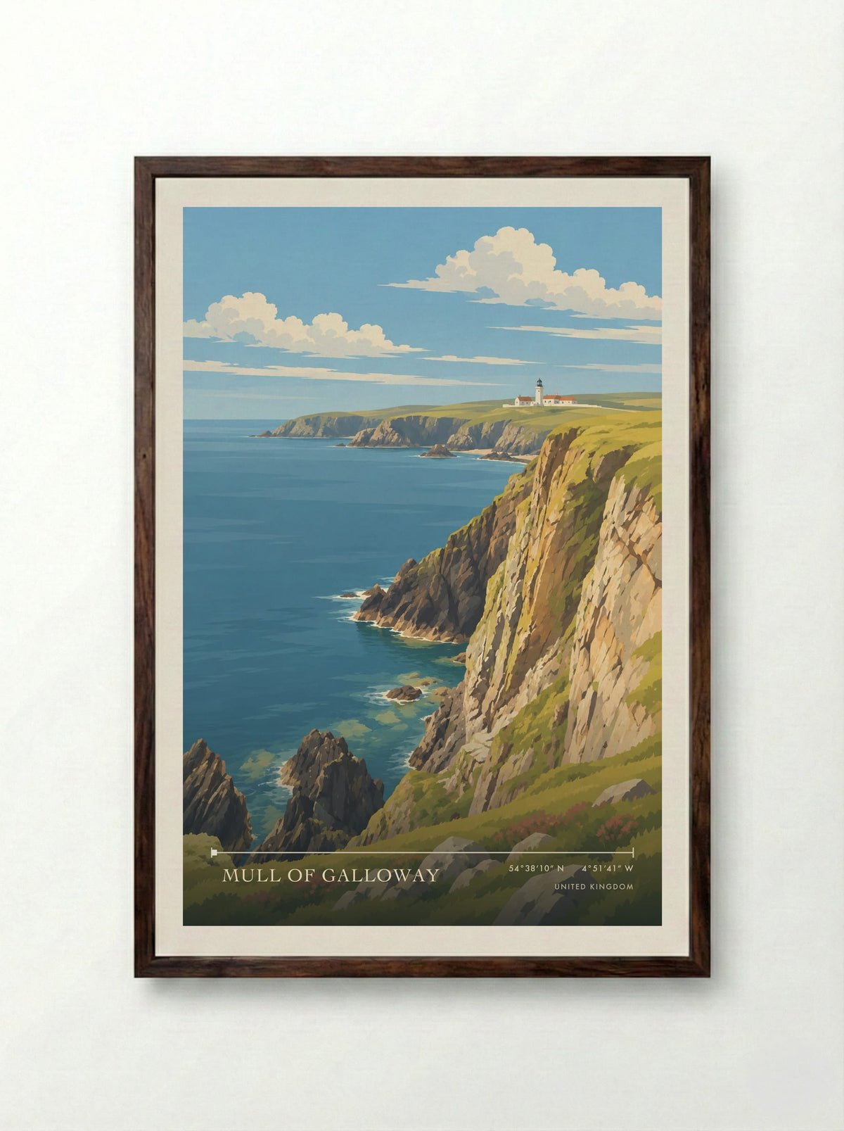 Mull of Galloway | Travel Poster - Framed Print Dark Wood