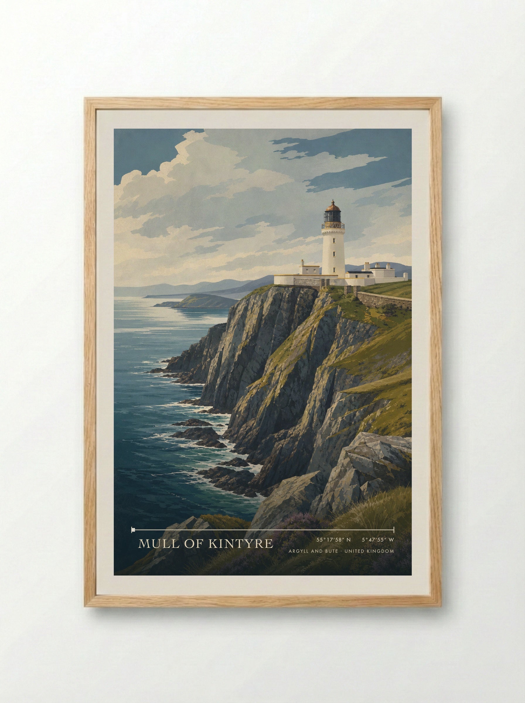 Mull of Kintyre Argyll and Bute United Kingdom Travel Poster - Framed Print Wood