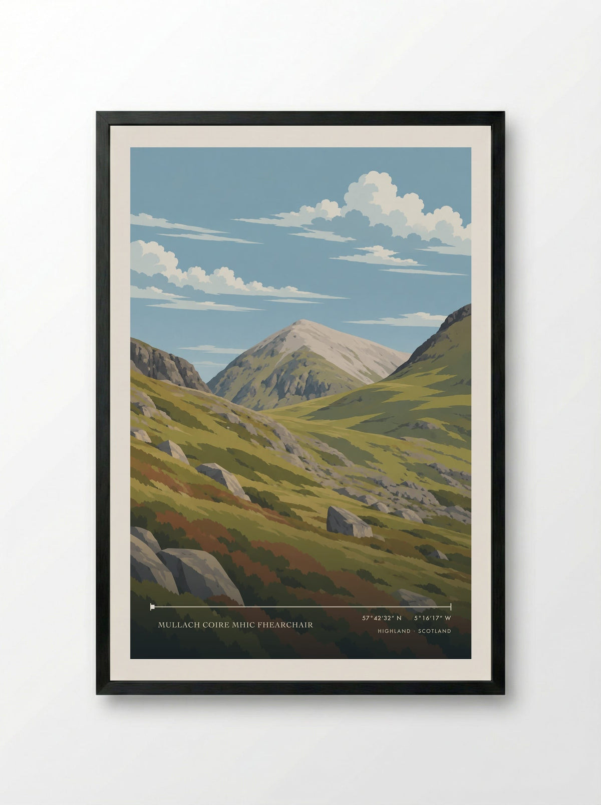 Mullach Coire Mhic Fhearchair, Highland | Travel Poster - Framed Print Black