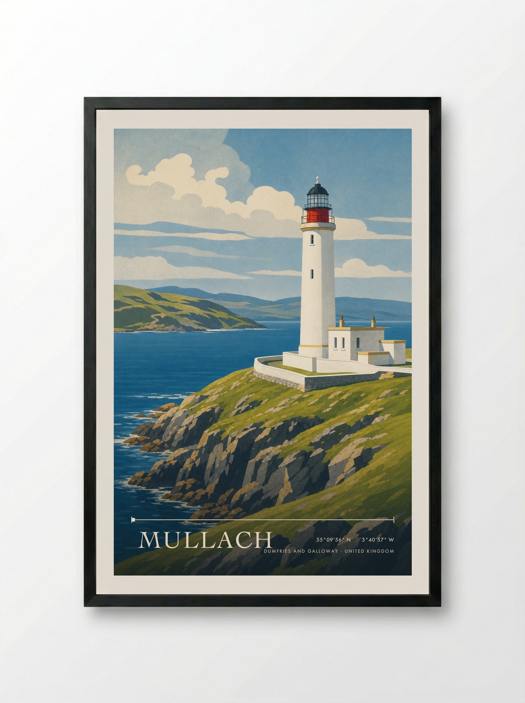 Mullach Dumfries and Galloway United Kingdom Travel Poster - Framed Print Black