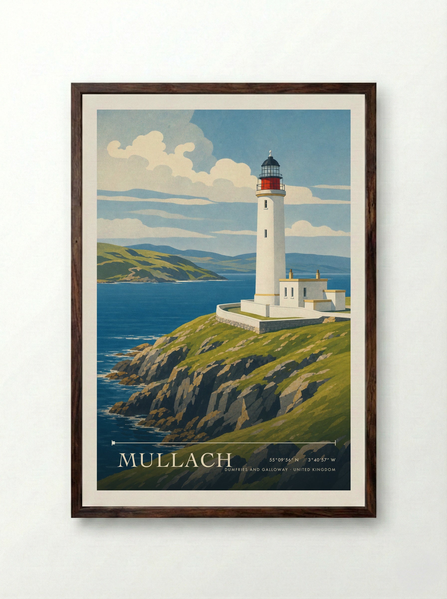 Mullach Dumfries and Galloway United Kingdom Travel Poster - Framed Print Dark Wood