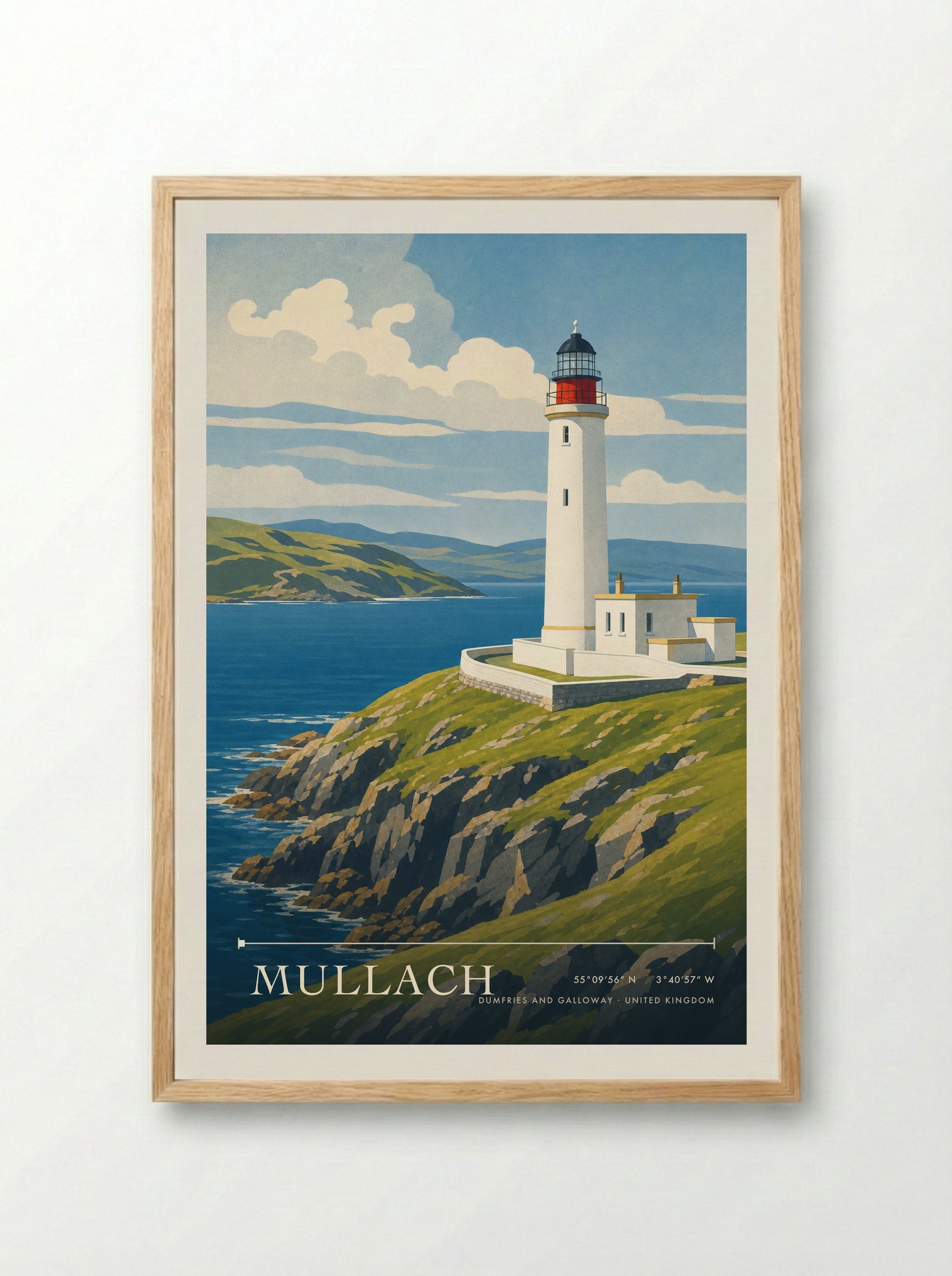 Mullach Dumfries and Galloway United Kingdom Travel Poster - Framed Print Wood