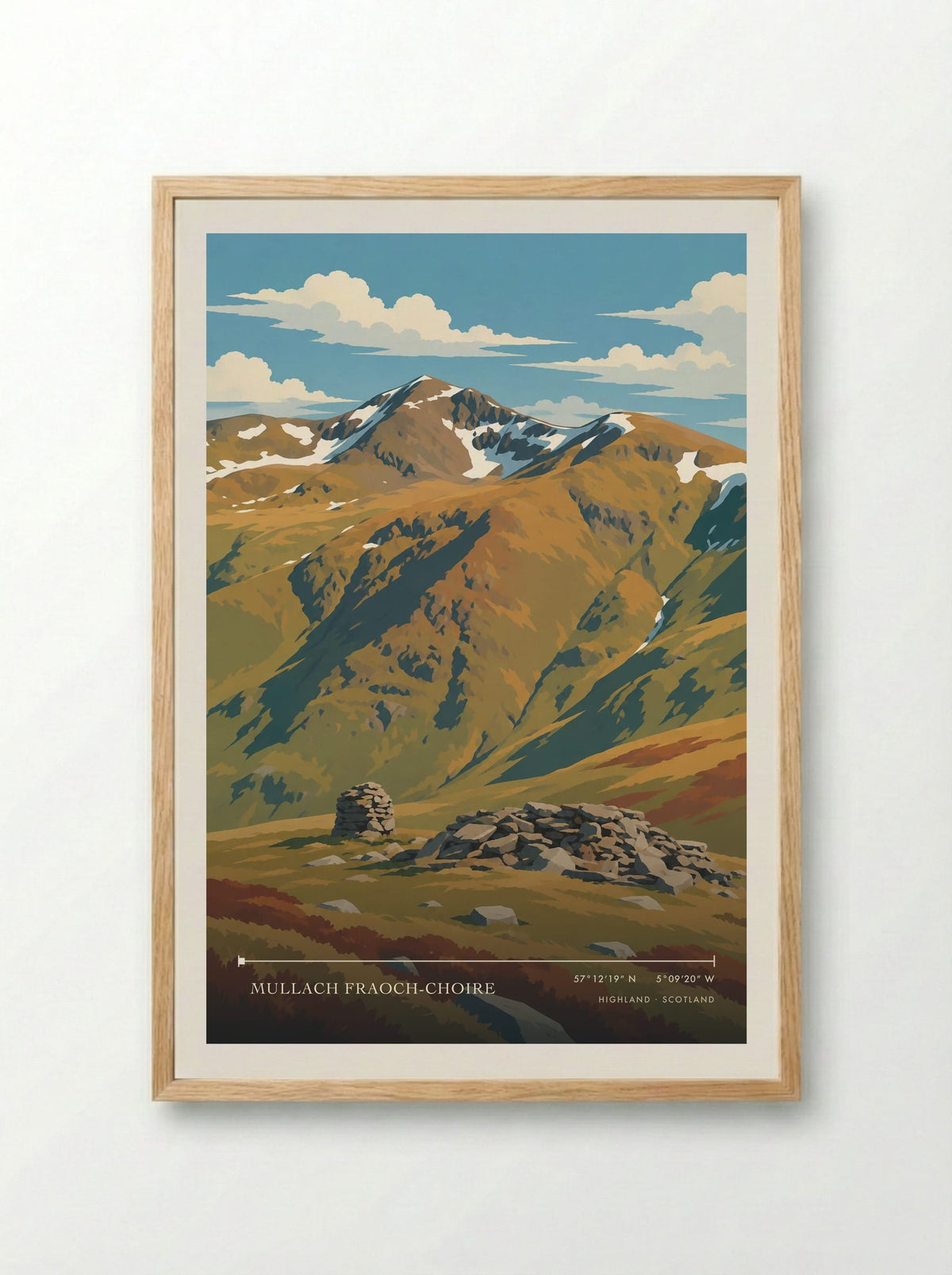 Mullach Fraoch-choire, Highland | Travel Poster - Framed Print Wood