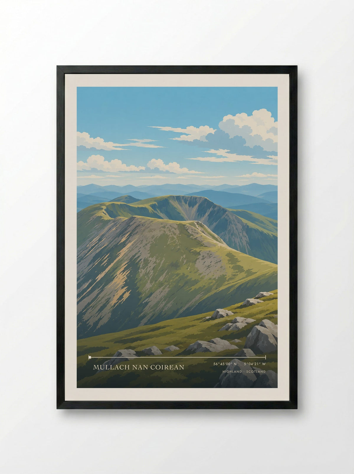 Mullach nan Coirean, Highland | Travel Poster - Framed Print Black