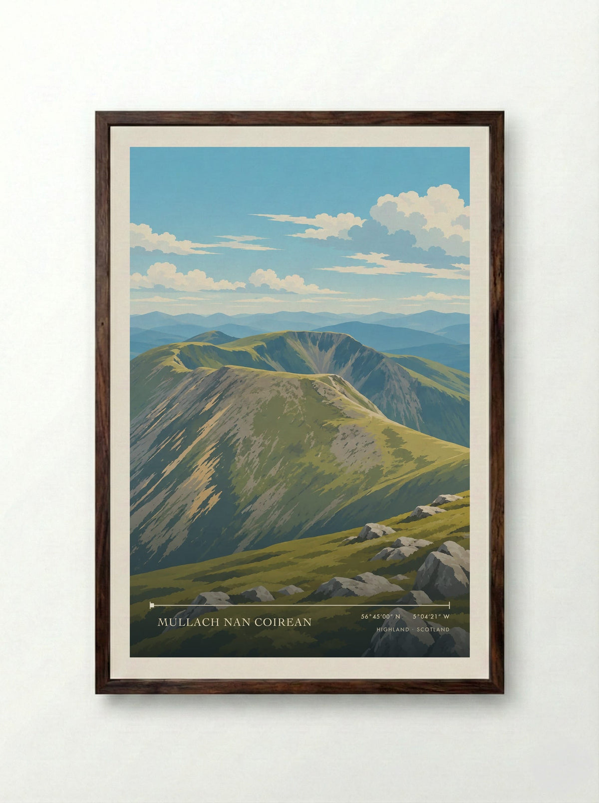Mullach nan Coirean, Highland | Travel Poster - Framed Print Dark Wood