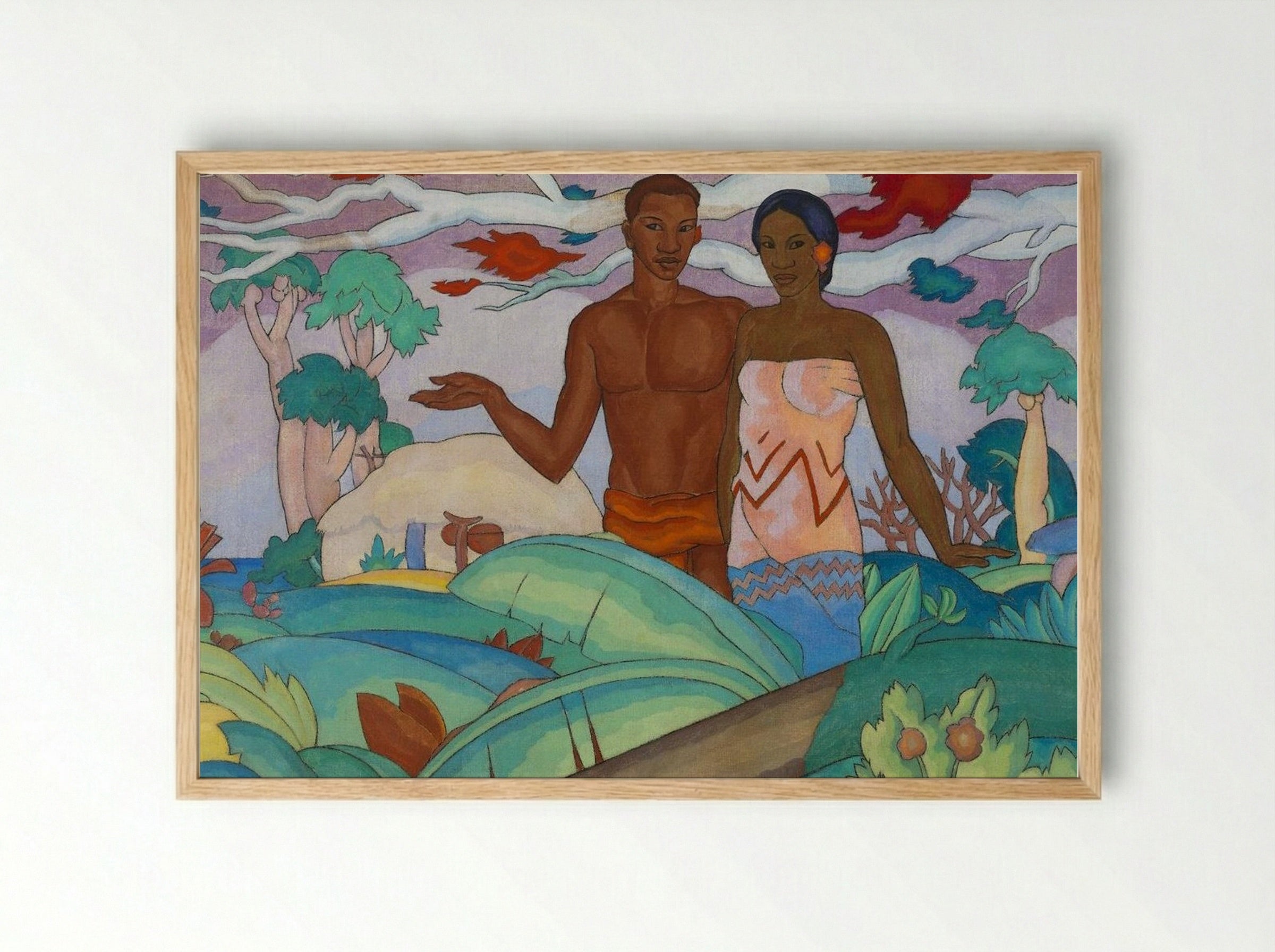 Mural (Figures in a Tropical Setting) - Arman Manookian - Framed Print Wood