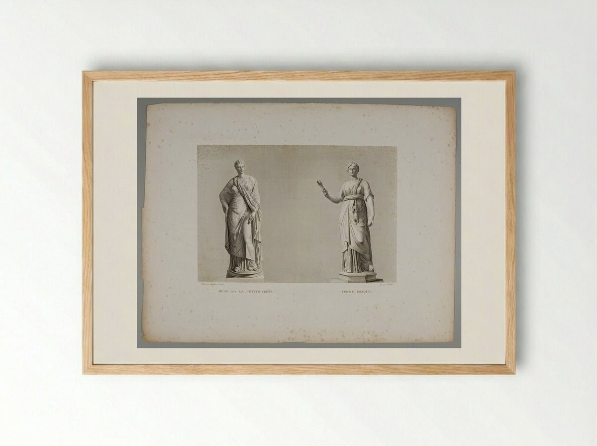 Muse, called the Little Ceres, and Statue of a Woman, after the Antique - Albrecht Christoph Reindel - Framed Print Wood