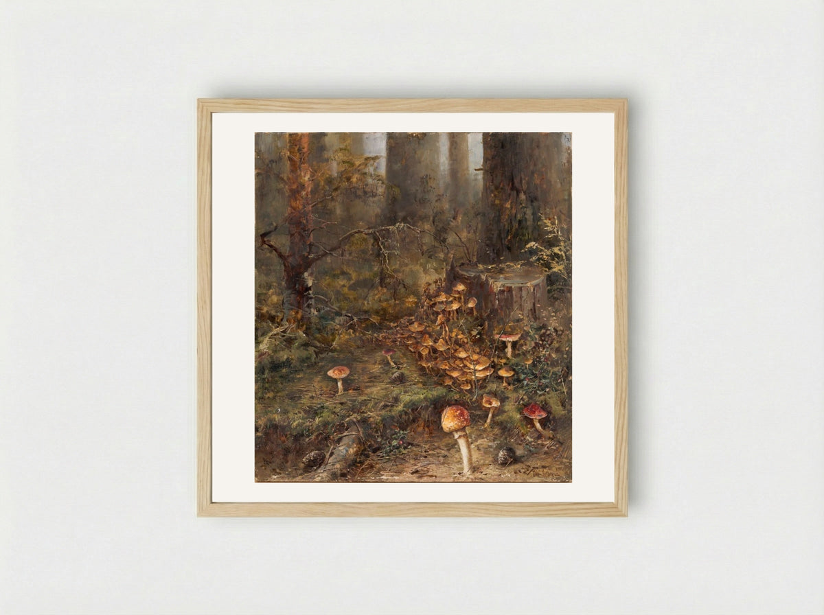 Mushrooms in a Forest - Julius Sergius von Klever - Framed Print Wood
