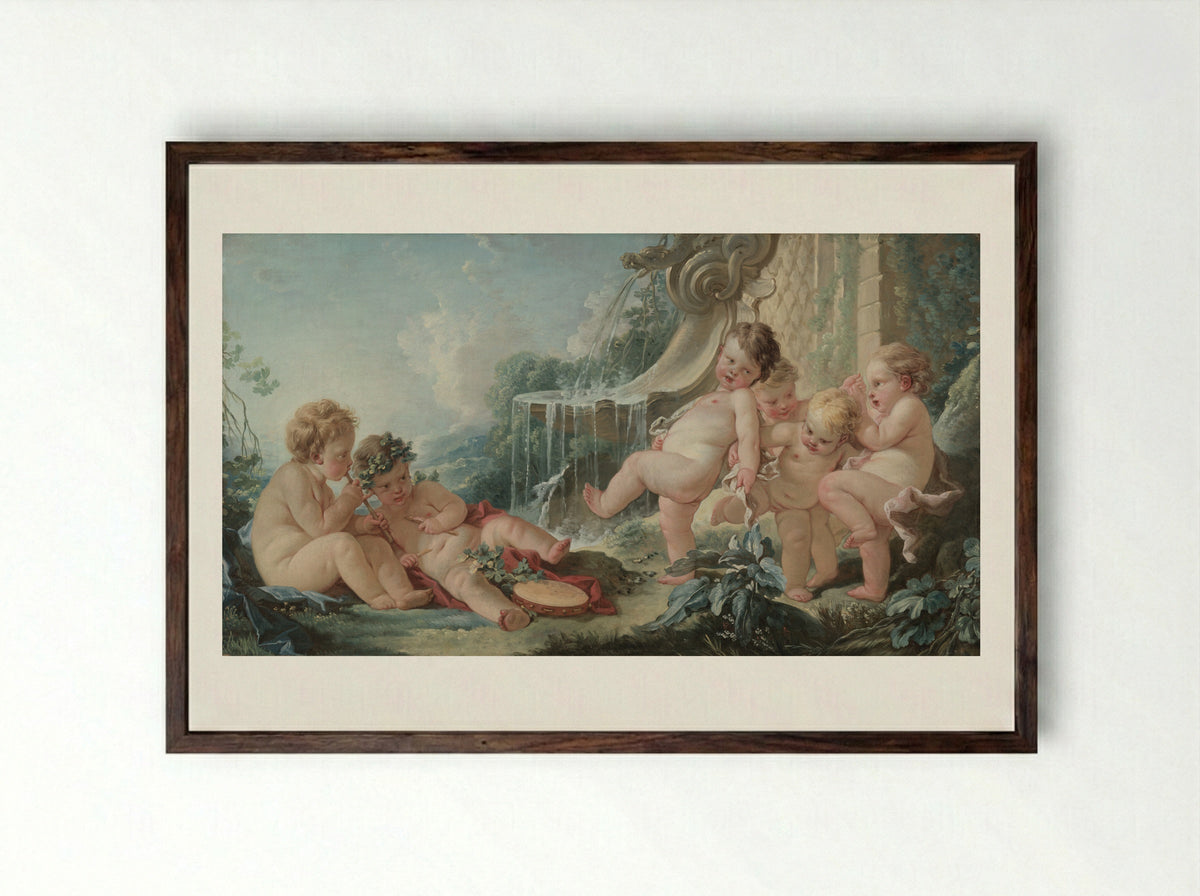 Music and Dance - François Boucher - Framed Print Dark Wood