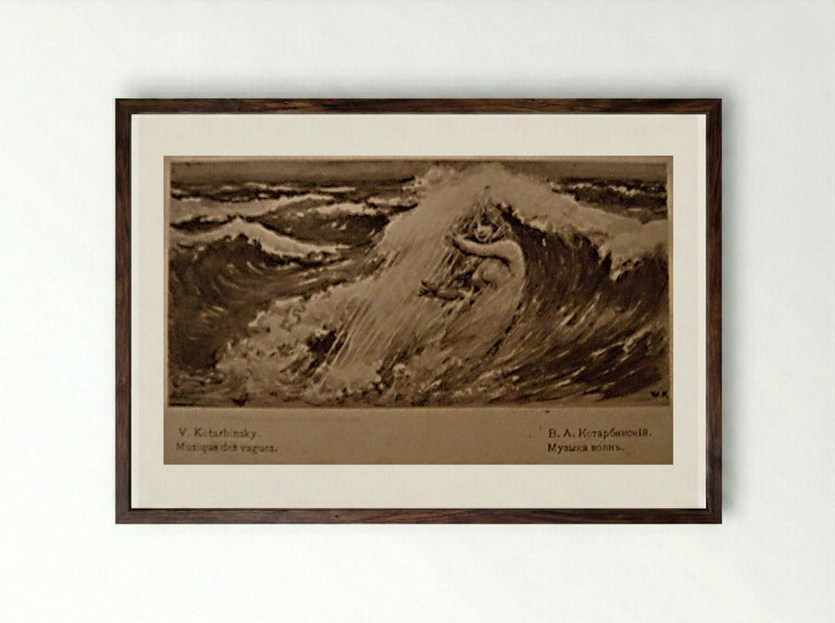 Music of Waves - Wilhelm Kotarbinski - Framed Print Dark Wood