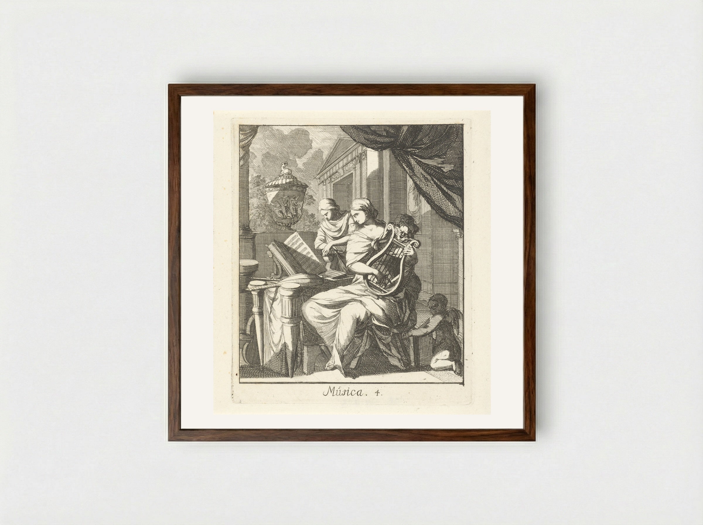 Musica - Caspar Luyken - Framed Print Dark Wood