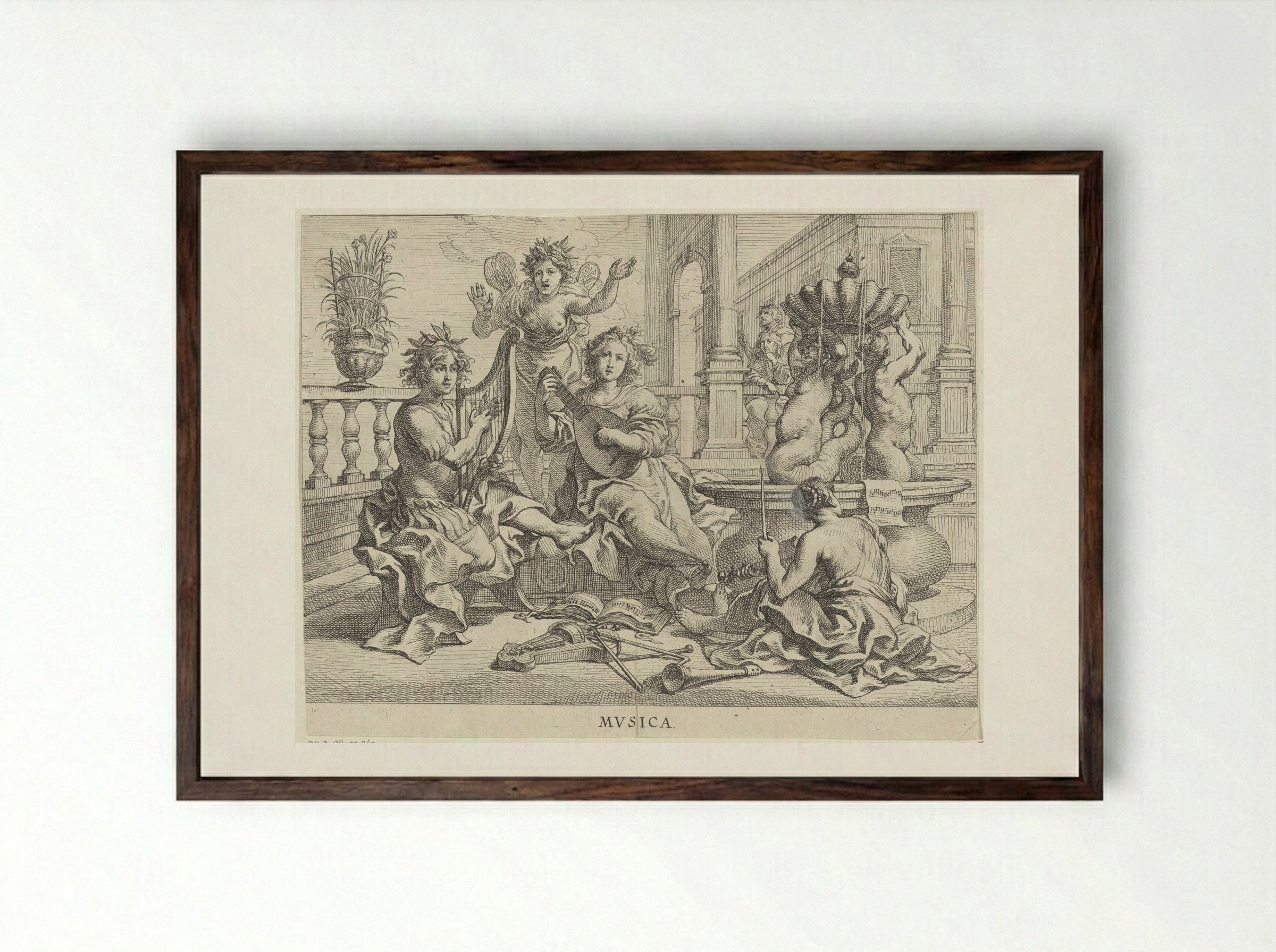 Musica - Cornelis Schut (I) - Framed Print Dark Wood