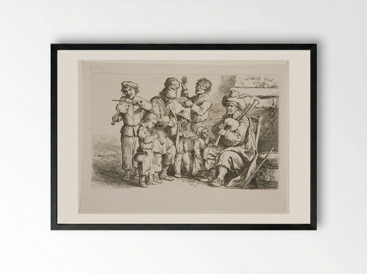 Musical Family - Christian Wilhelm Ernst Dietrich - Framed Print Black