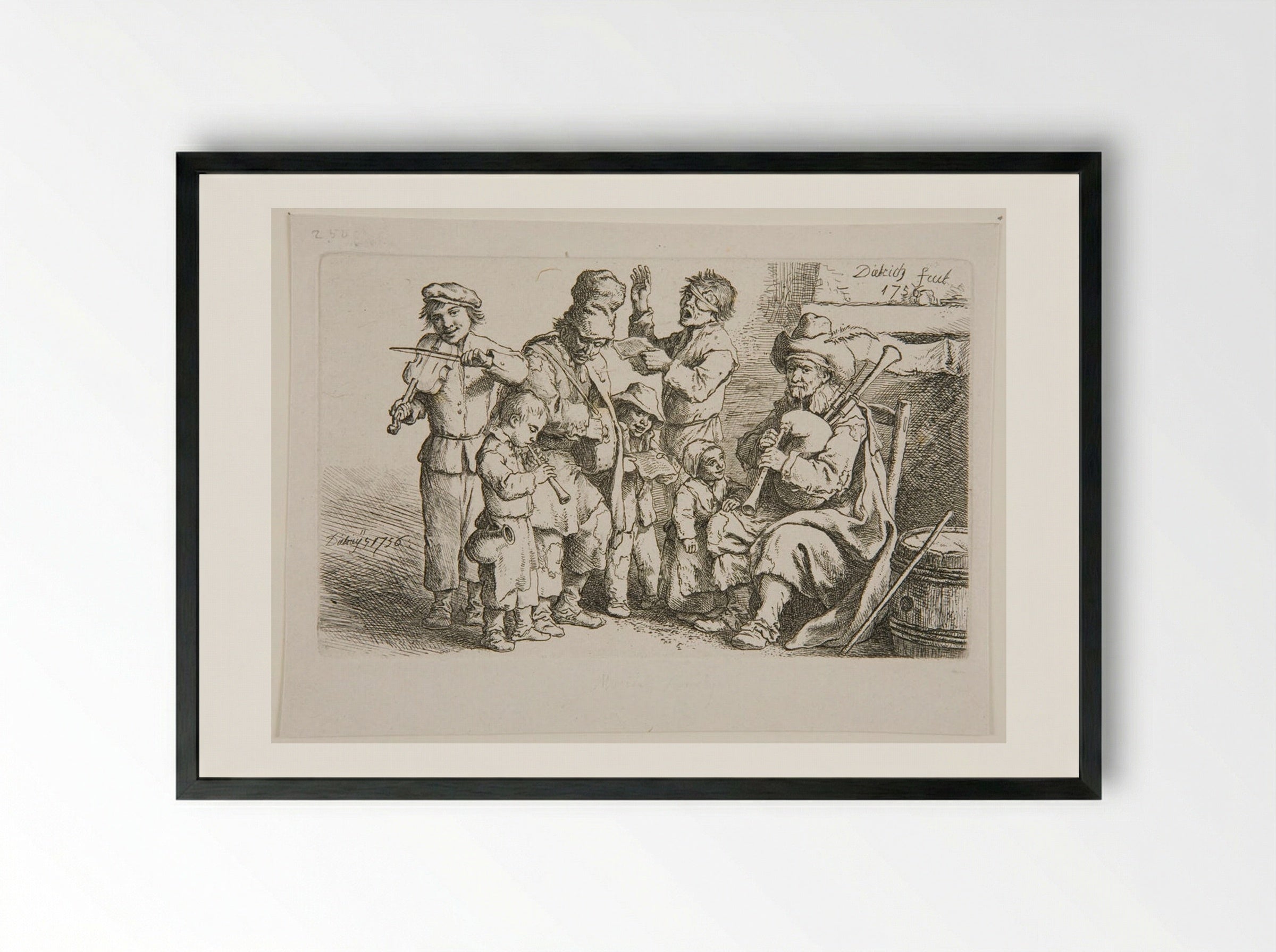 Musical Family - Christian Wilhelm Ernst Dietrich - Framed Print Black