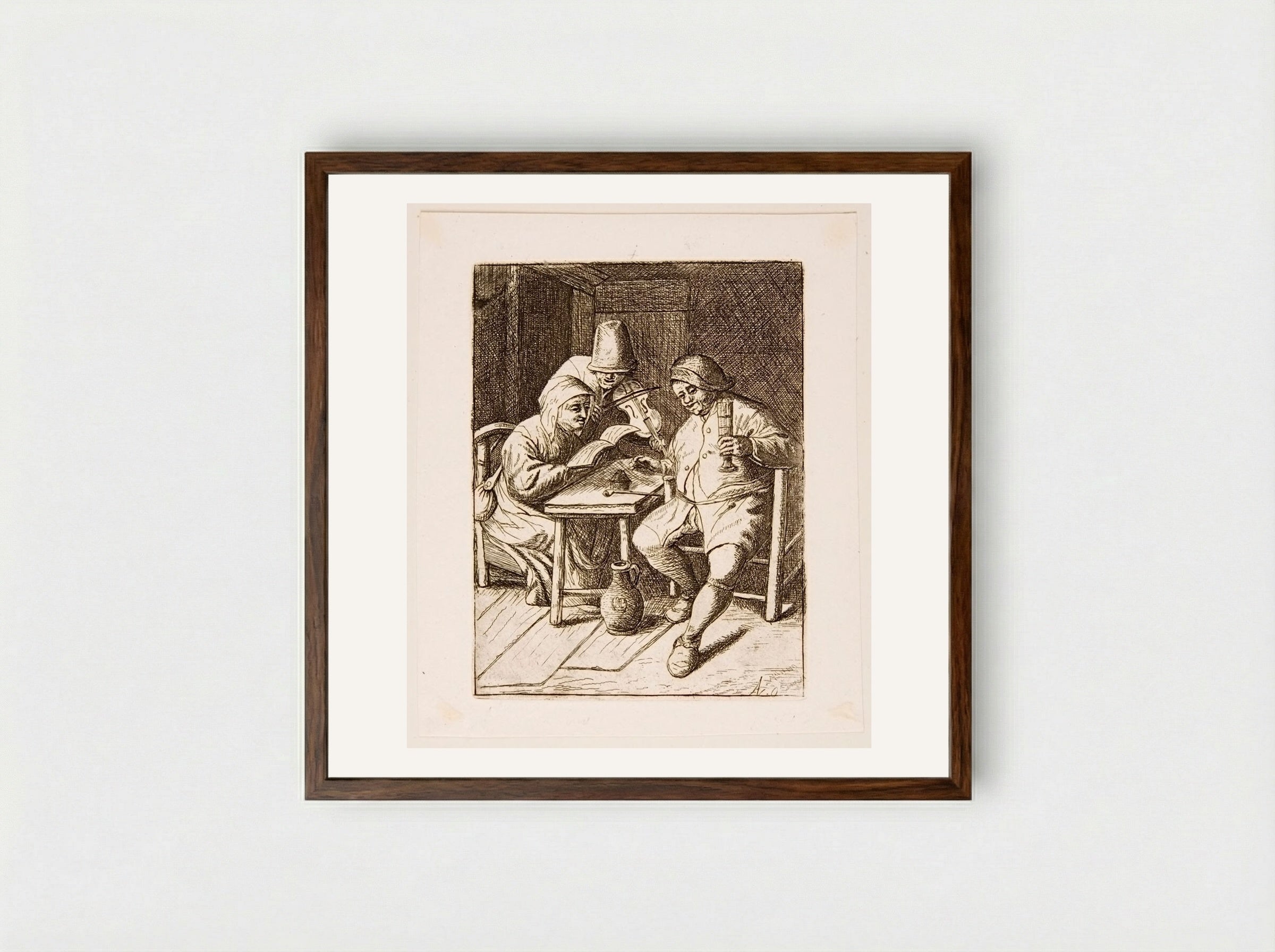 Musical Peasants - David Deuchar - Framed Print Dark Wood