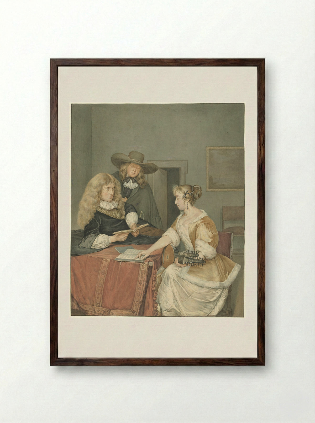 Musicerend gezelschap (Musical Company) - Jacob Willemz. de Vos - Framed Print Dark Wood