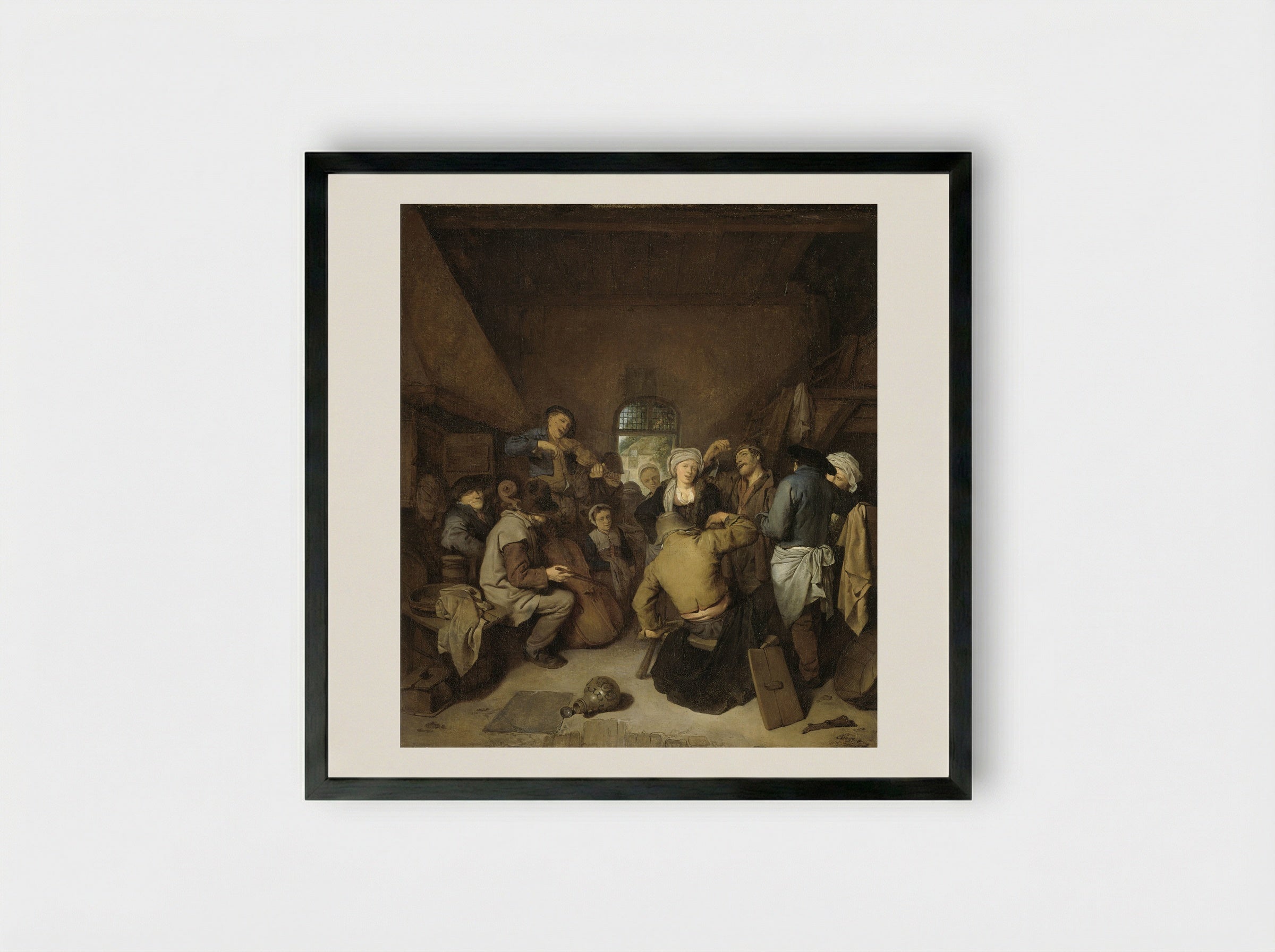 Musicerende en dansende boeren - Cornelis Pietersz. Bega - Framed Print Black