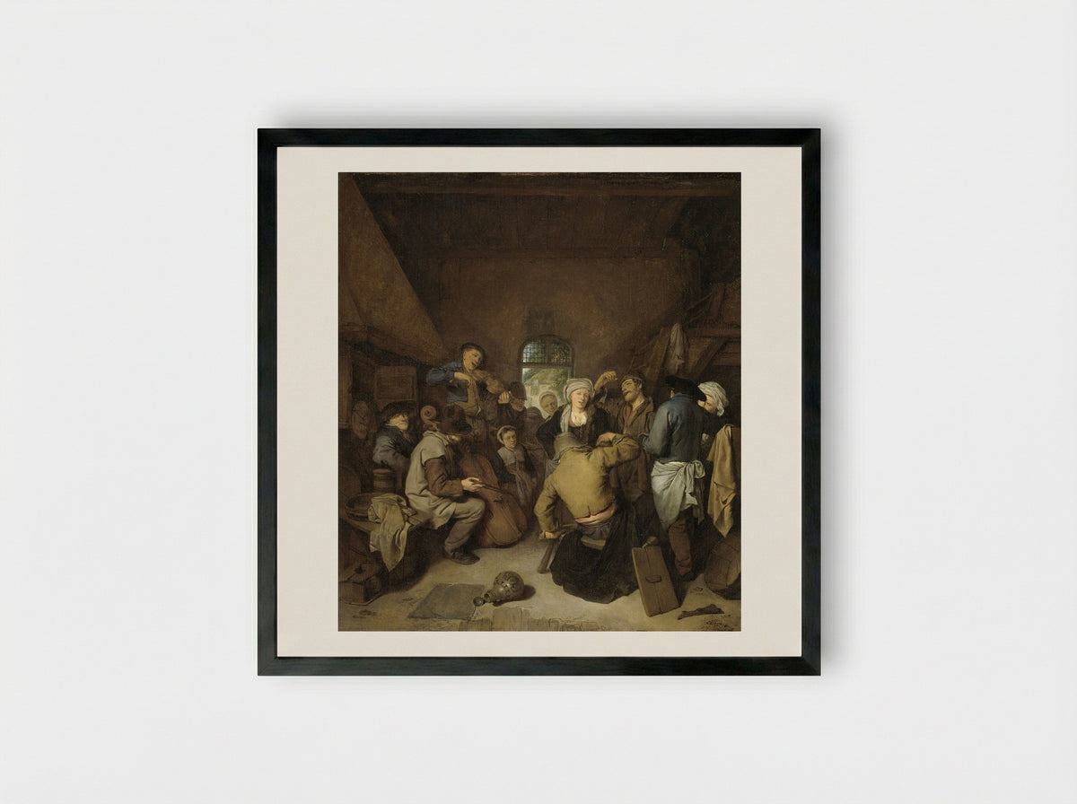 Musicerende en dansende boeren - Cornelis Pietersz. Bega - Framed Print Black
