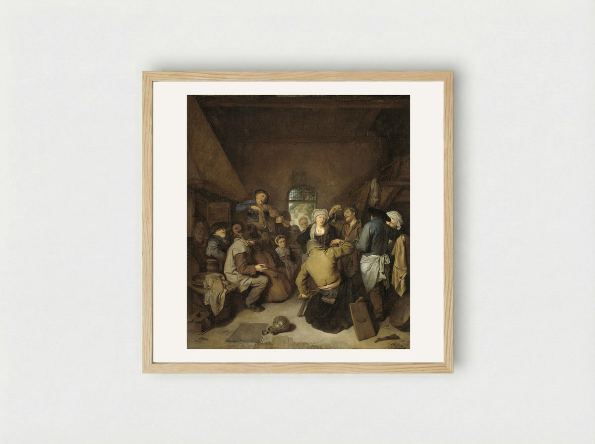 Musicerende en dansende boeren - Cornelis Pietersz. Bega - Framed Print Wood