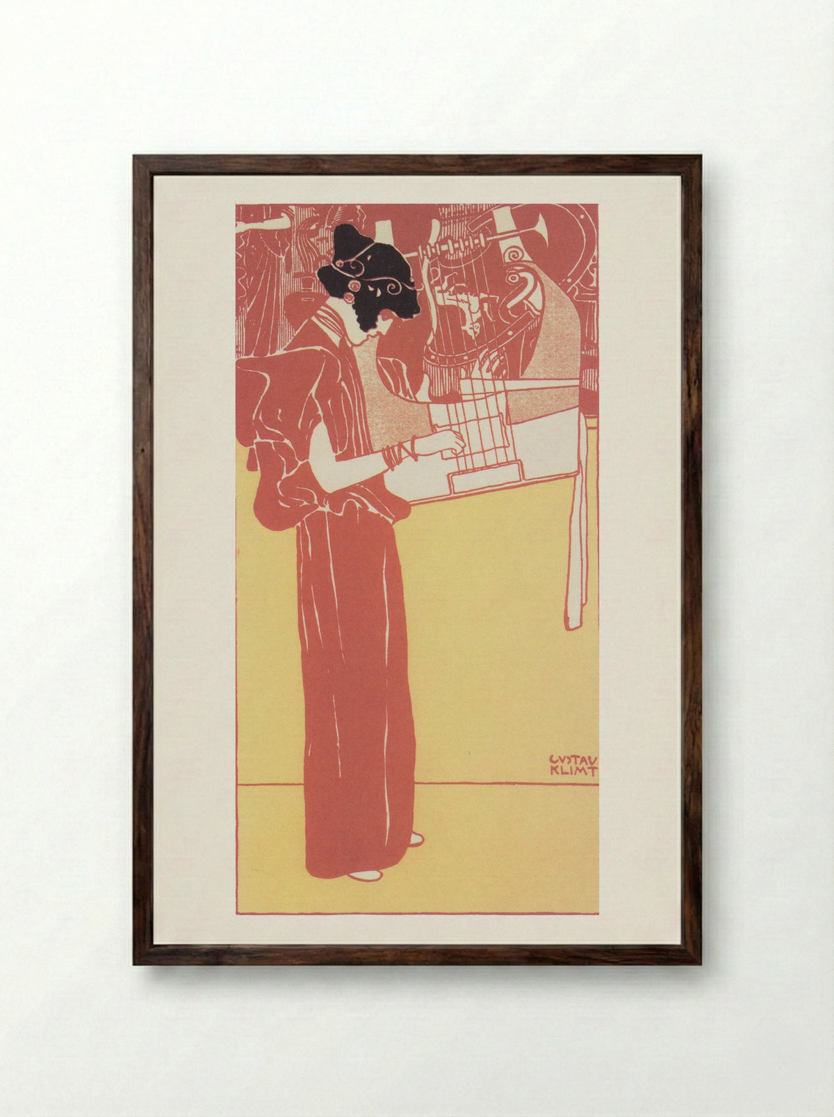 Musik - Gustav Klimt - Framed Print Dark Wood