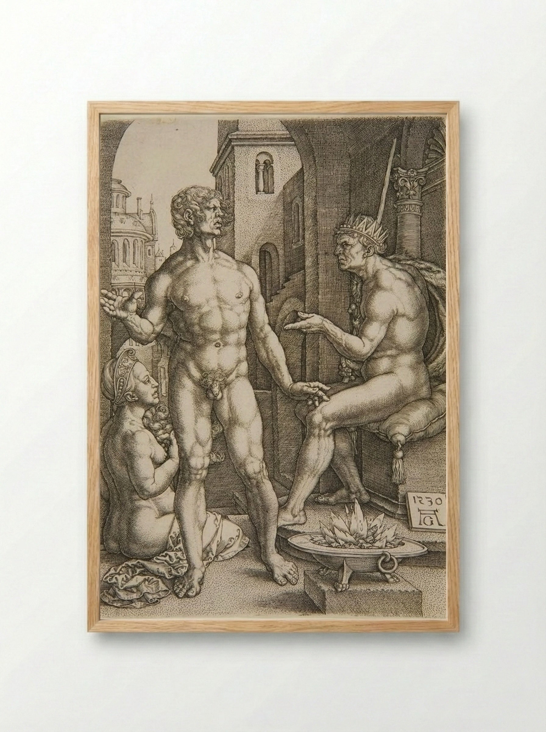 Mutius Scaevola - Heinrich Aldegrever - Framed Print Wood