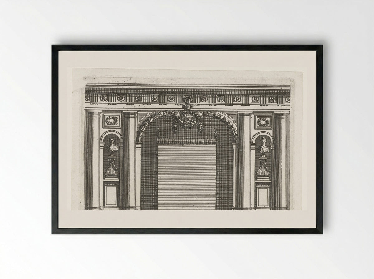 Muur met smalle nissen naast alkoof - Jean Lepautre - Framed Print Black