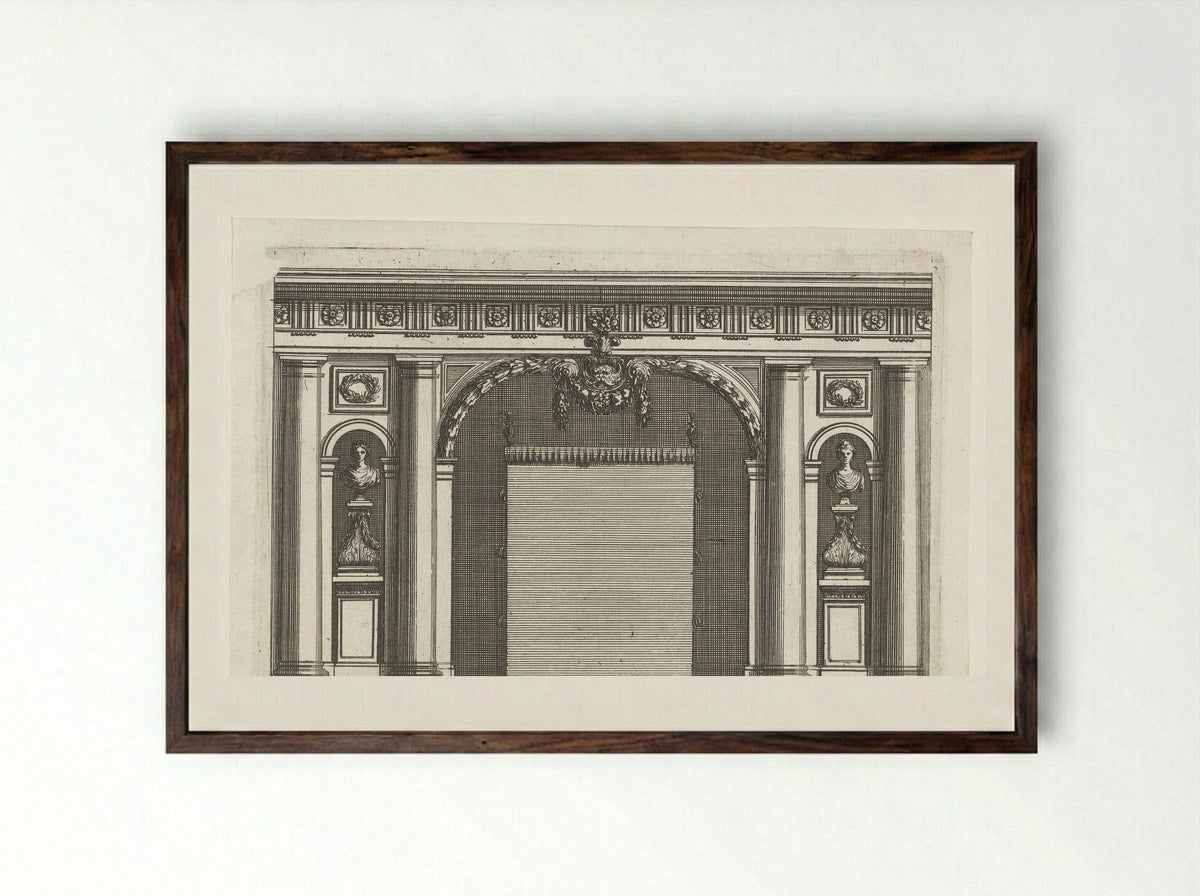 Muur met smalle nissen naast alkoof - Jean Lepautre - Framed Print Dark Wood