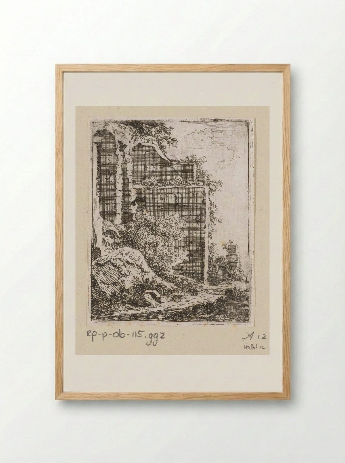 Muur van een ruïne - Johann Franz Ermels - Framed Print Wood